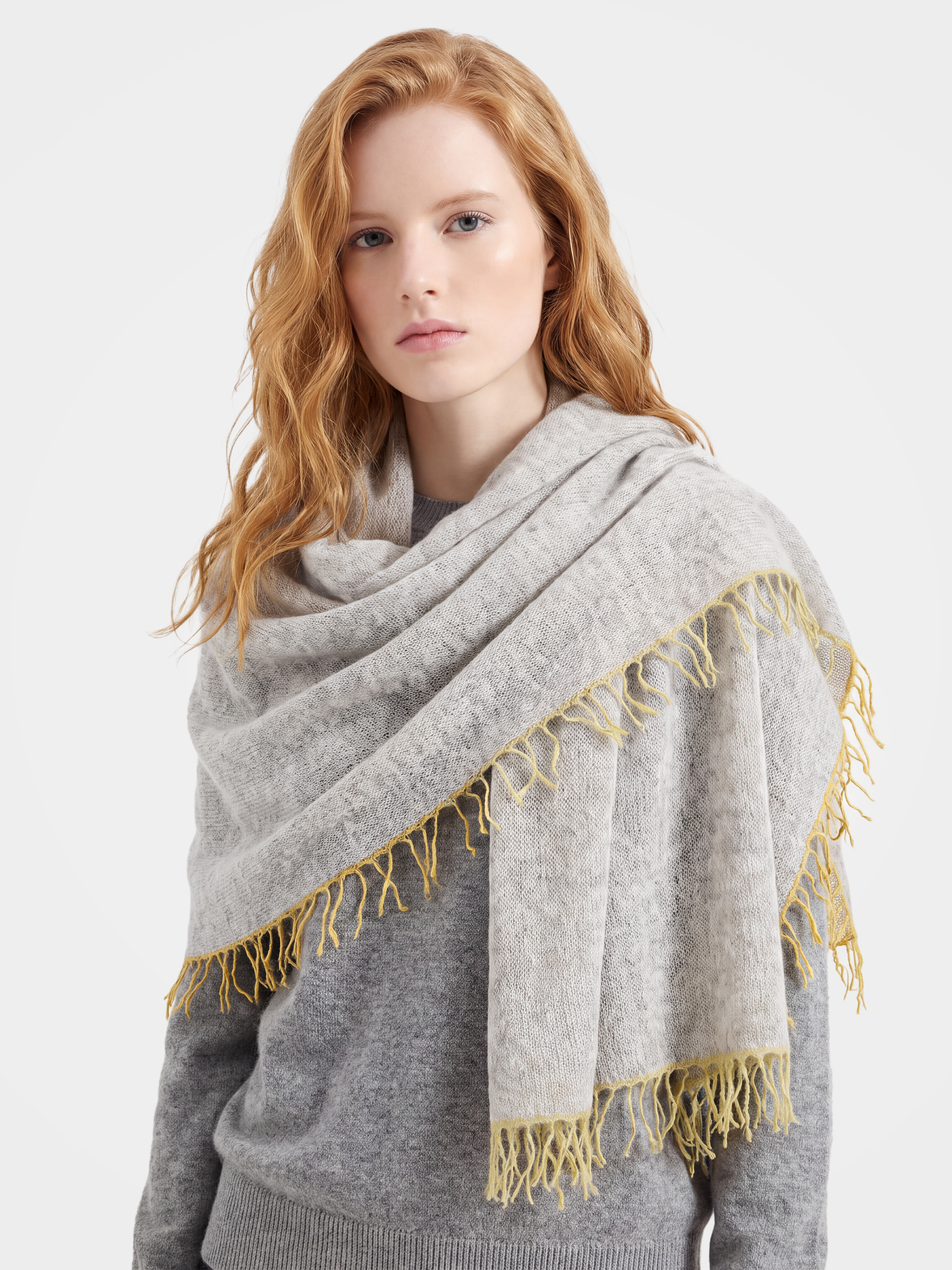 100% Cashmere Classic Plain Tassel Fringe Long Scarf