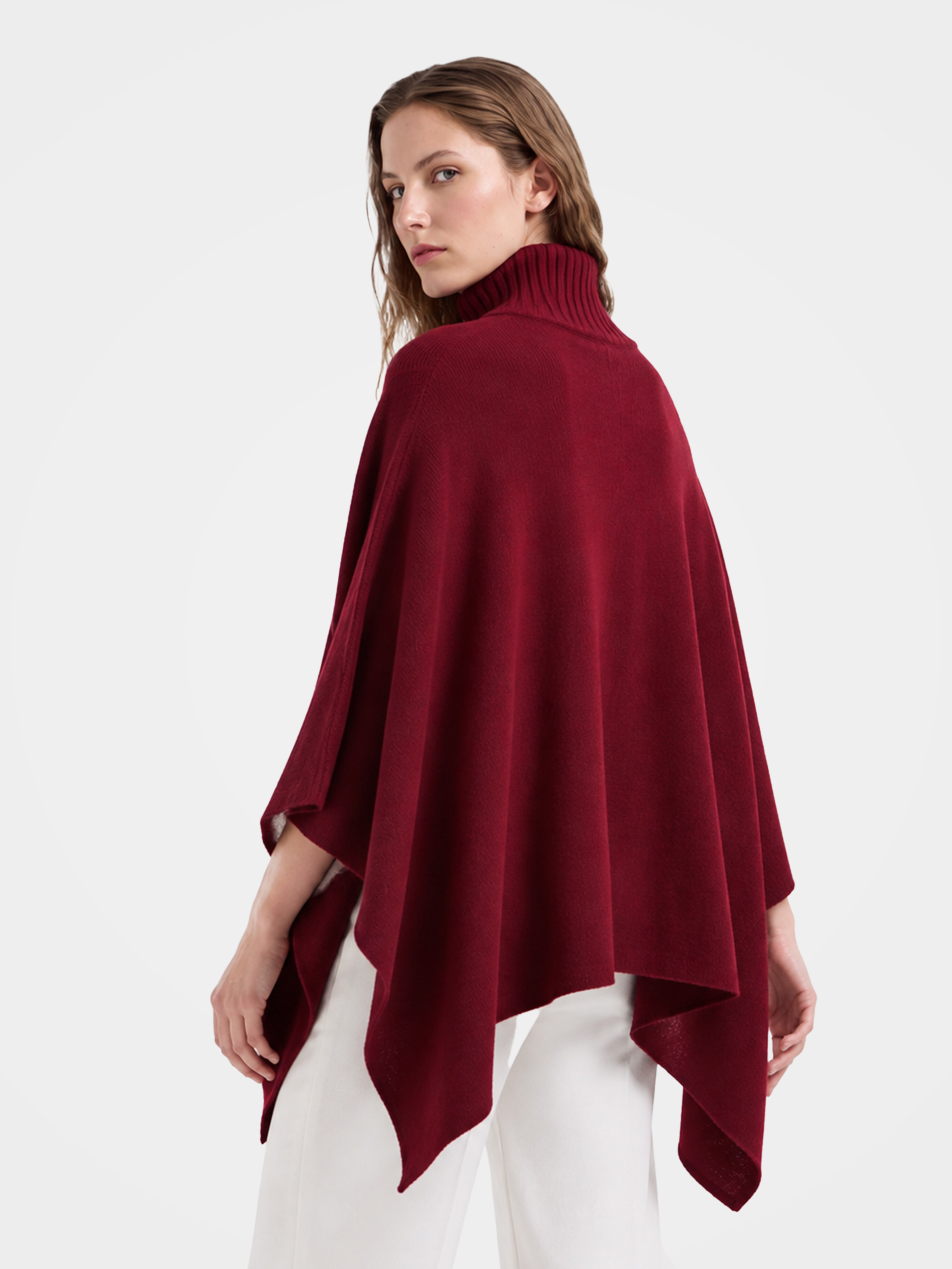 Pre-Order | 100% Wool Turtleneck Button-Placket Knit Cape (10-14 Business Days)