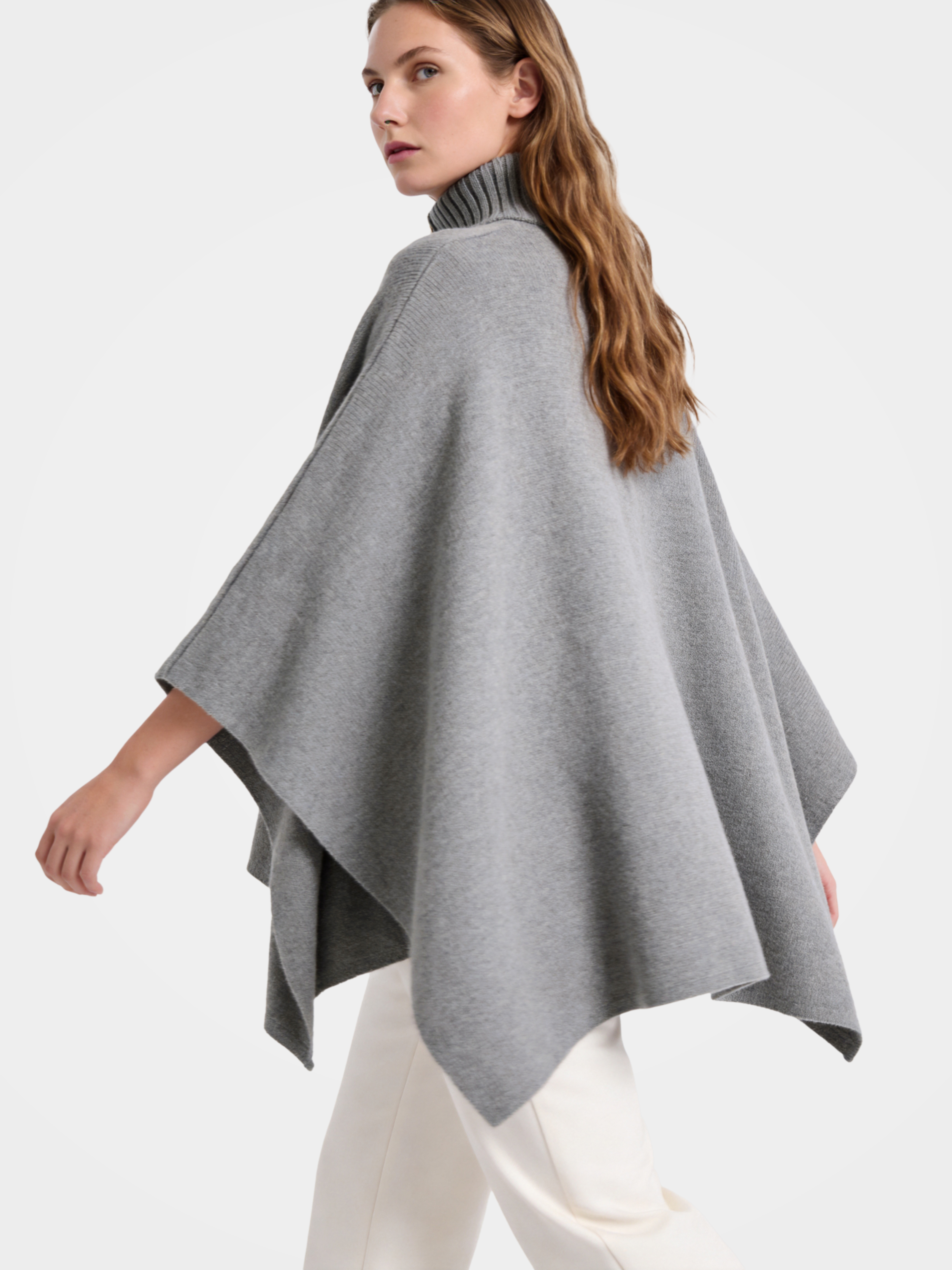 Pre-Order | 100% Wool Turtleneck Button-Placket Knit Cape (10-14 Business Days)