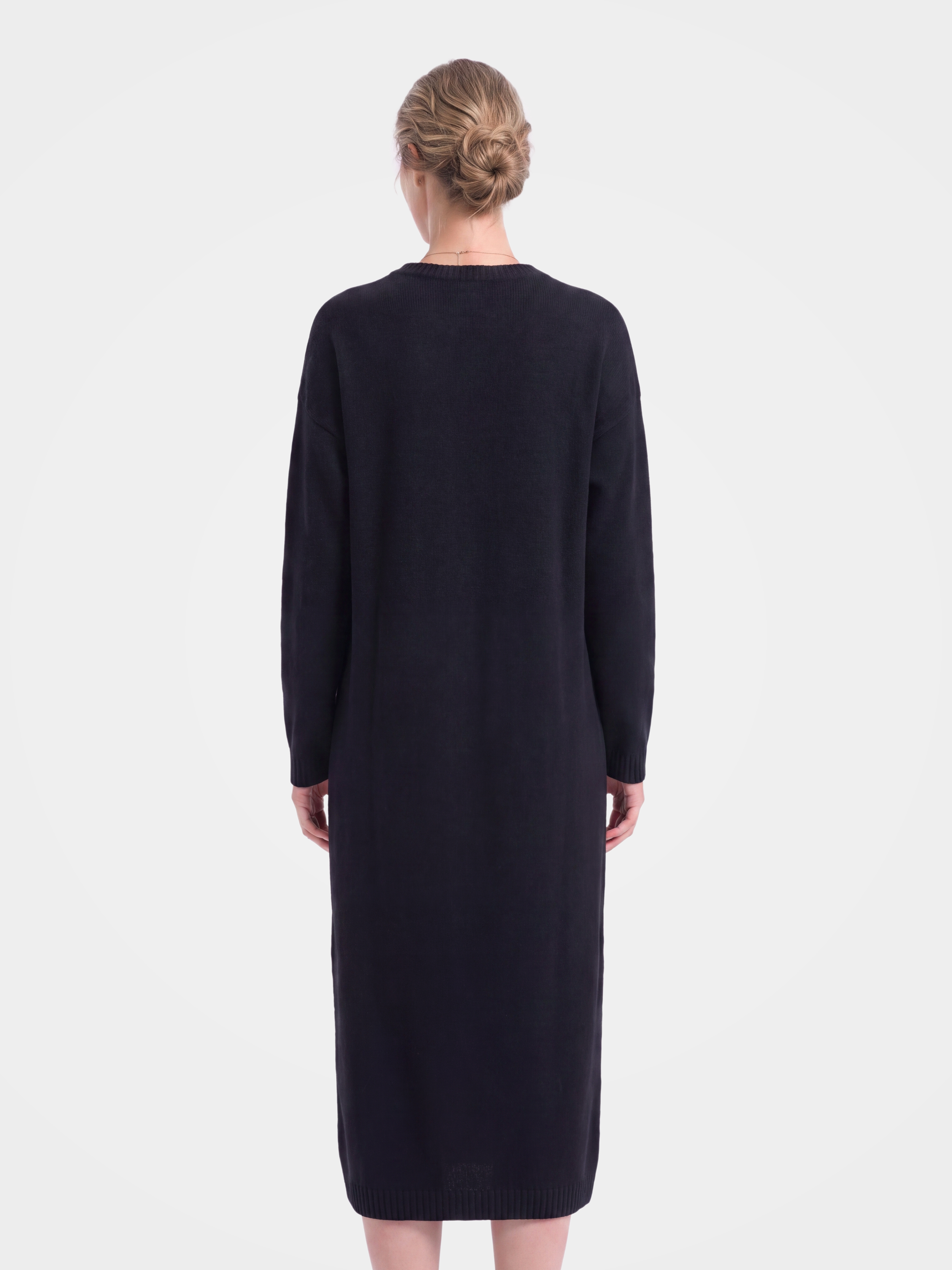 Pre-Order | 100% Cashmere Long Sleeve Crew Neck Midi Sweater Dress (10-14 Business Days)
