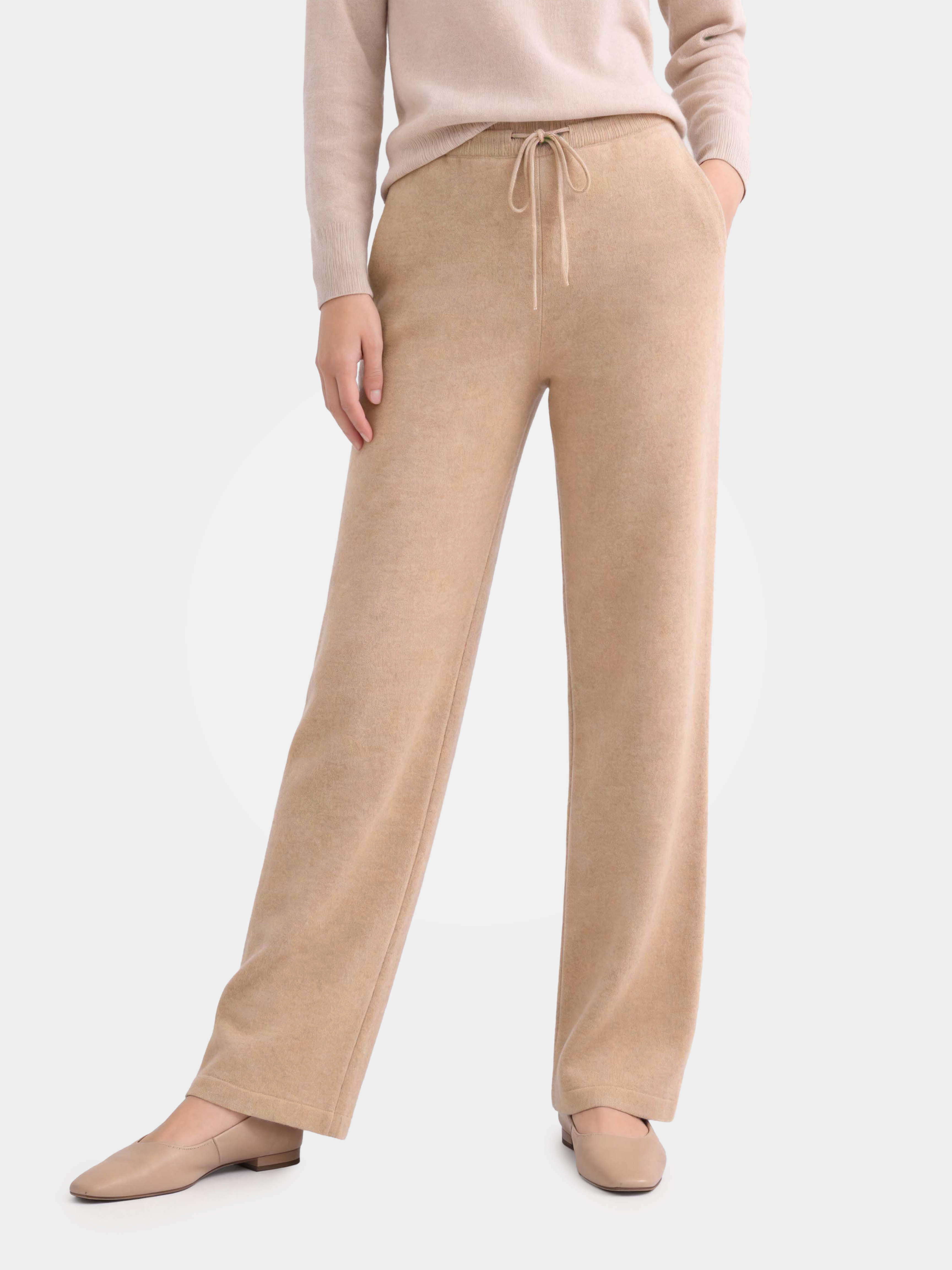 100% Cashmere Straight Leg Drawstring Pants with Pockets