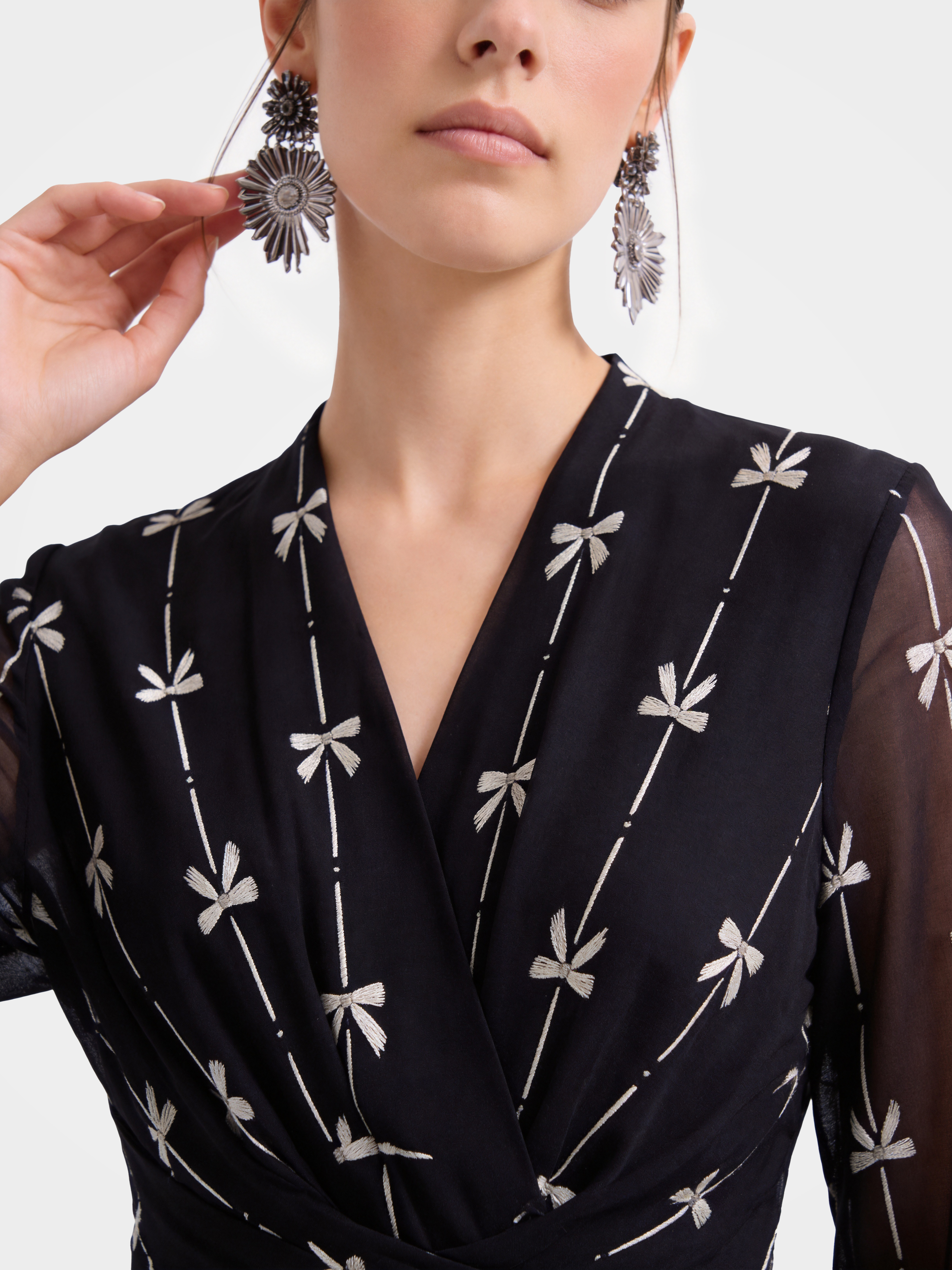 Breathable Mulberry Silk Printed V-Neck Dress