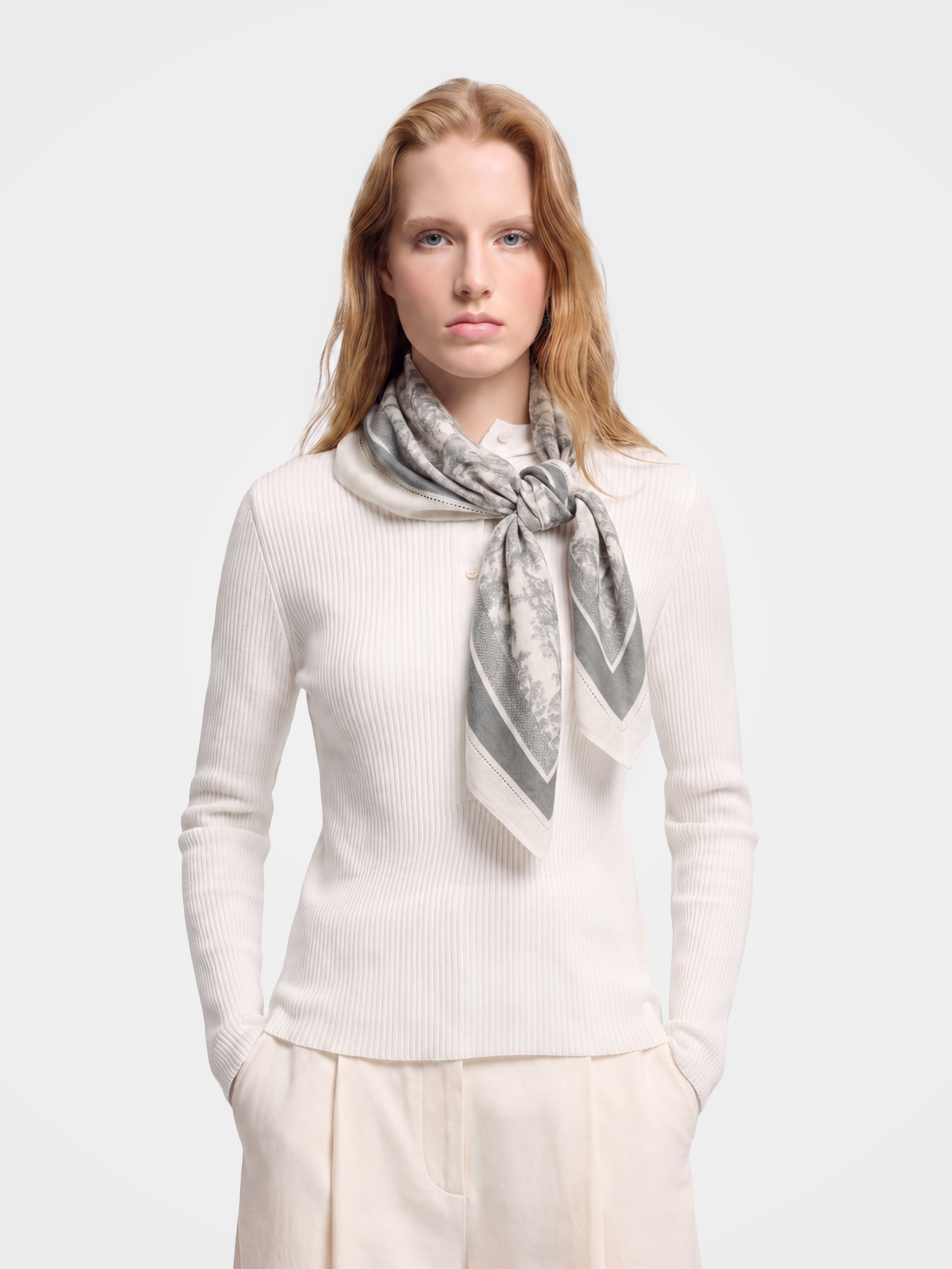 100% Cashmere Chinoiserie Animal Square Scarf Lightweight Luxury Wrap