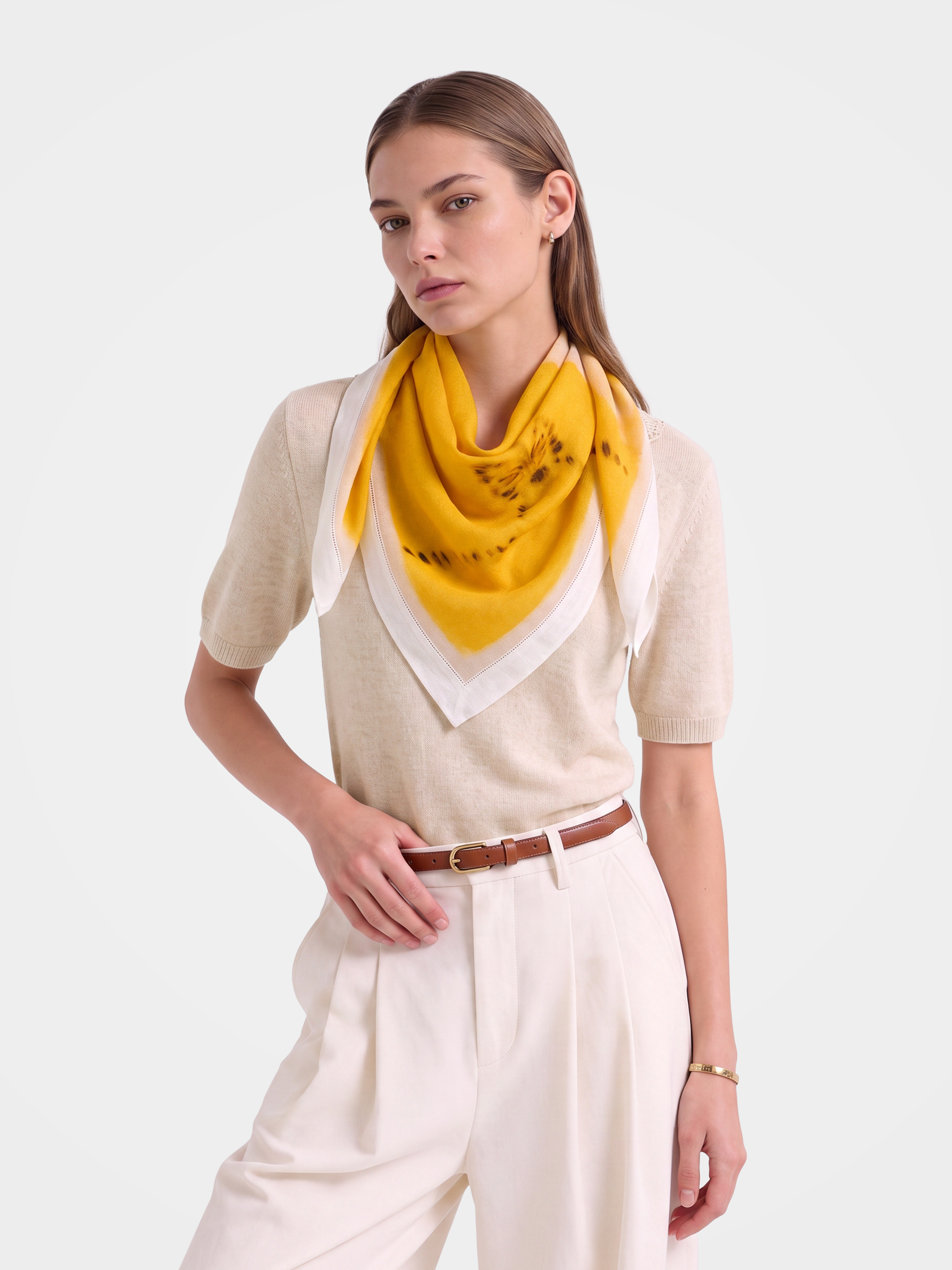 100% Cashmere Leopard Square Scarf Textured Wrap