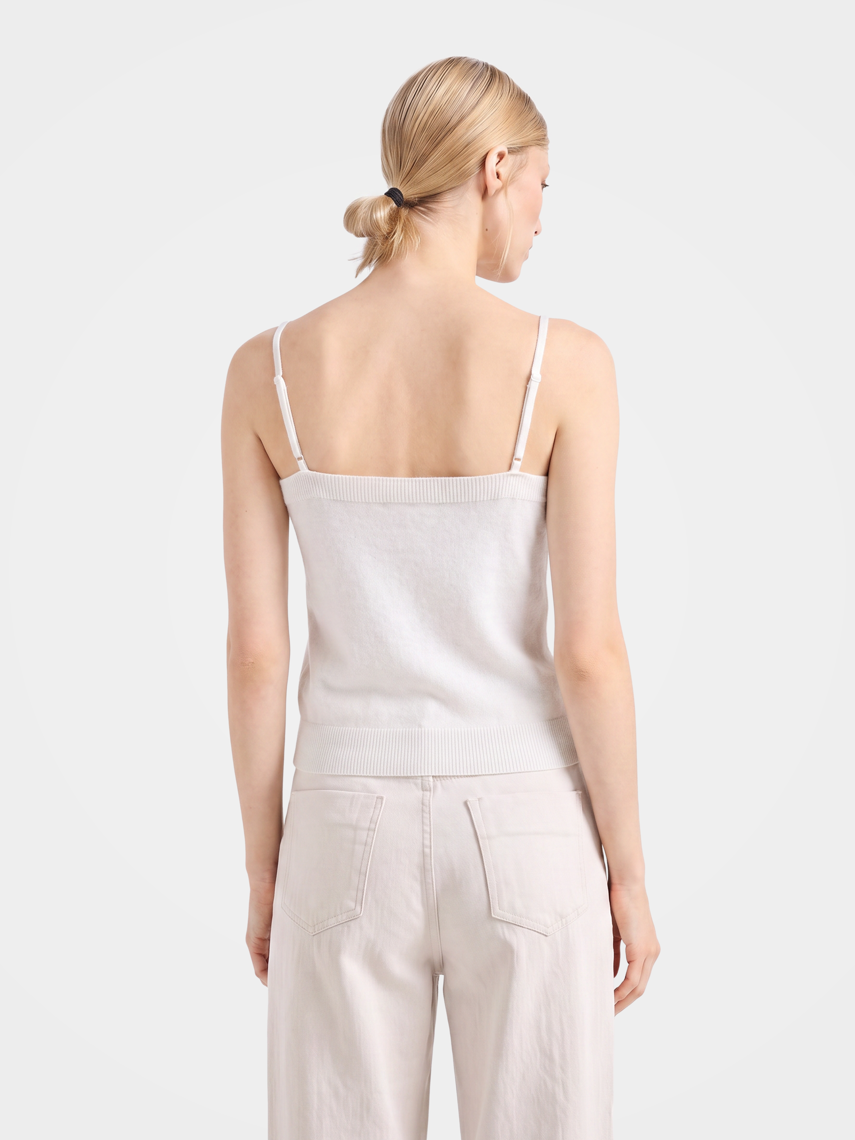 Lightweight 100% Mongolian Cashmere Lace-Trim Cami