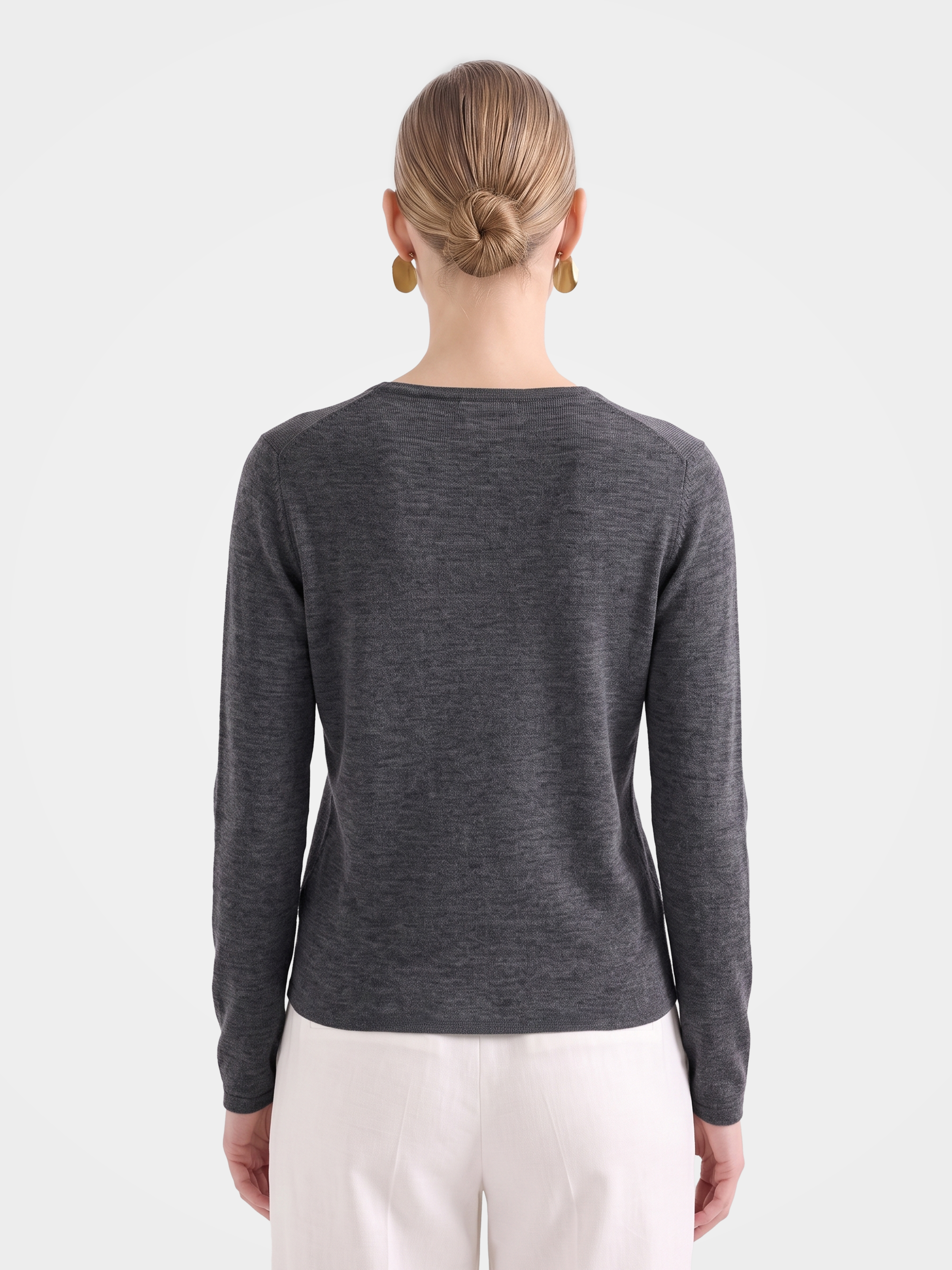 Lightweight Wool Faux Wrap Draped Layering Knit Sweater