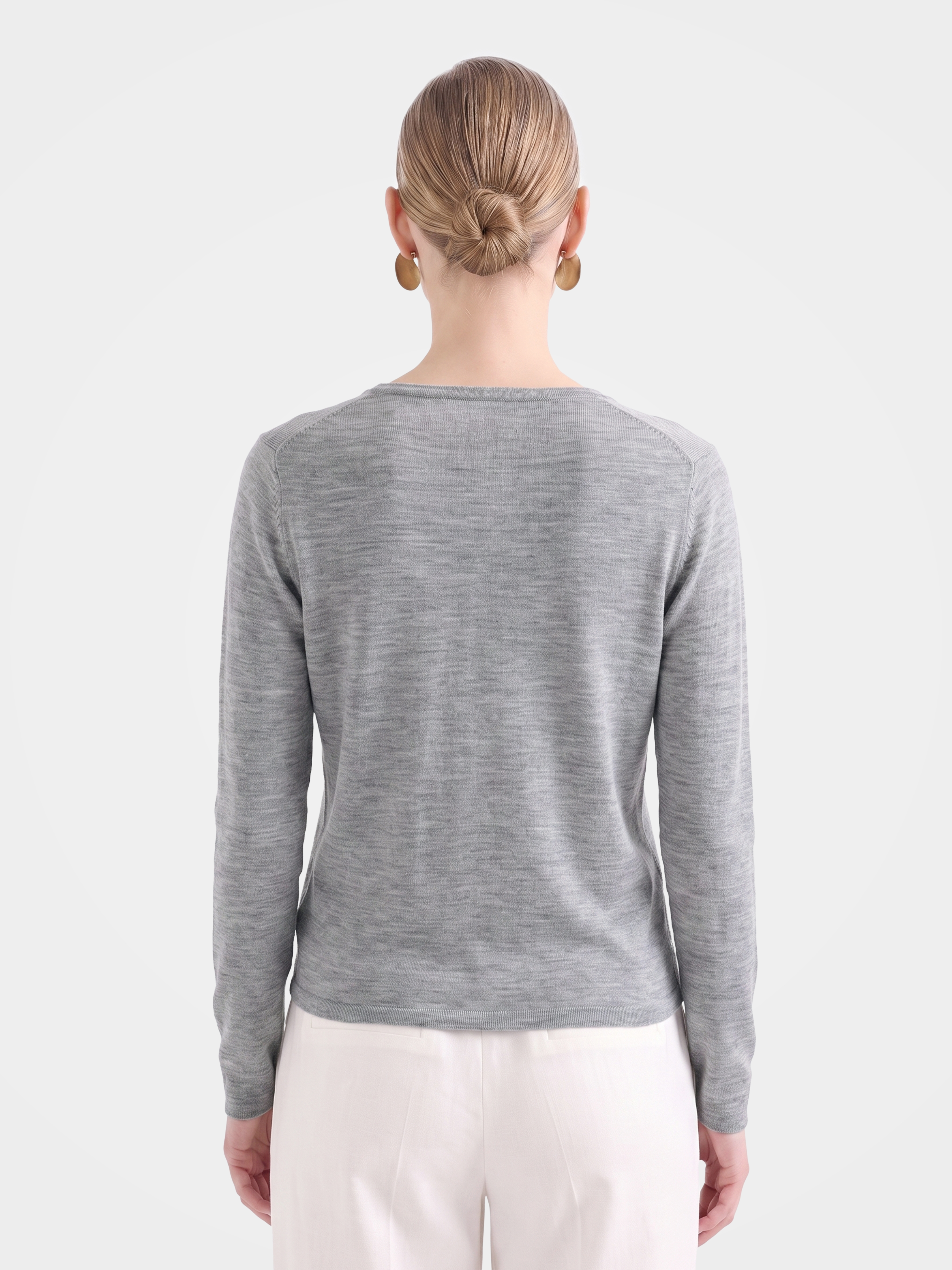 Lightweight Wool Faux Wrap Draped Layering Knit Sweater