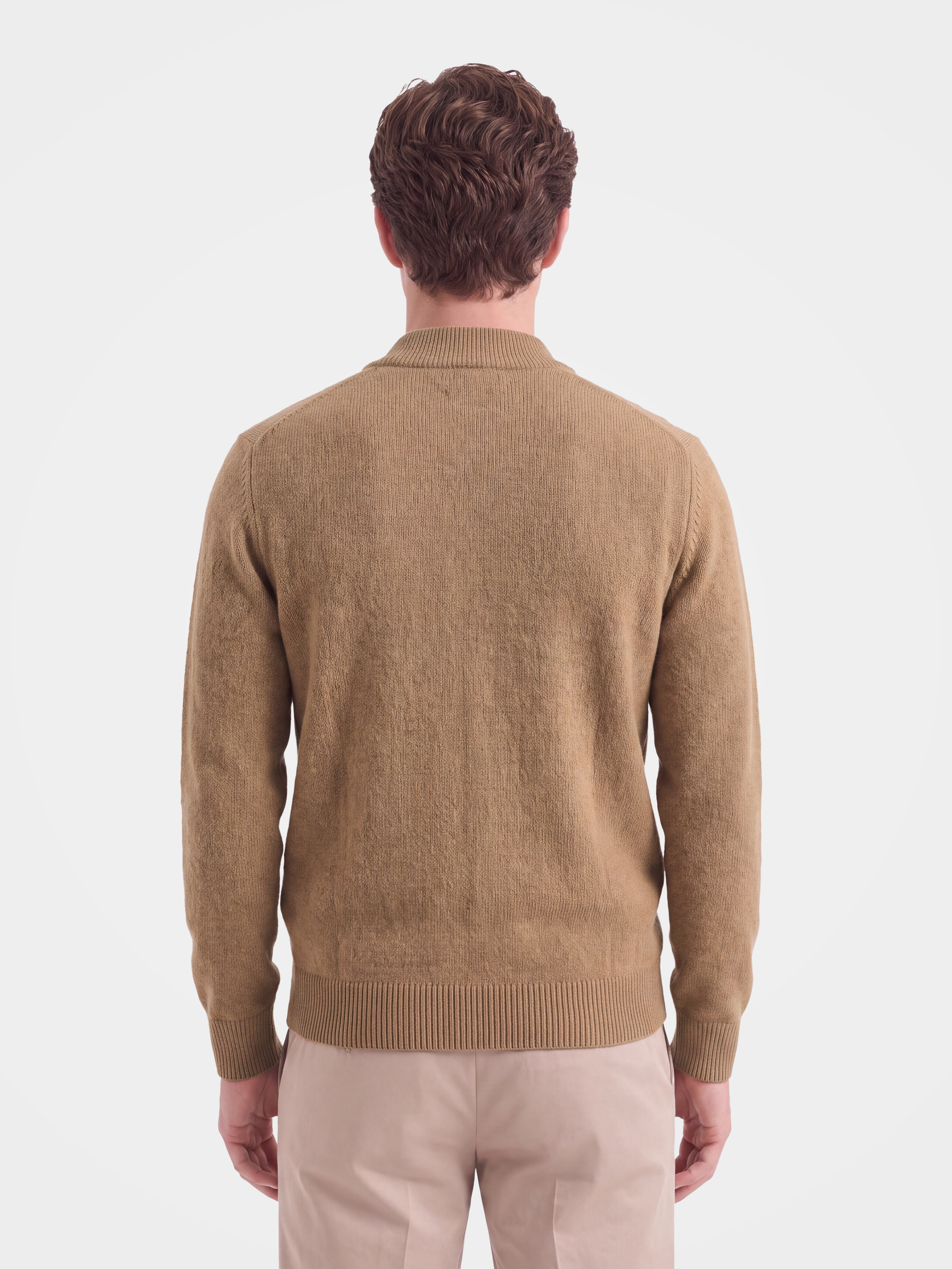 Men's 100% Cashmere Baseball Collar Zip Knit Cardigan