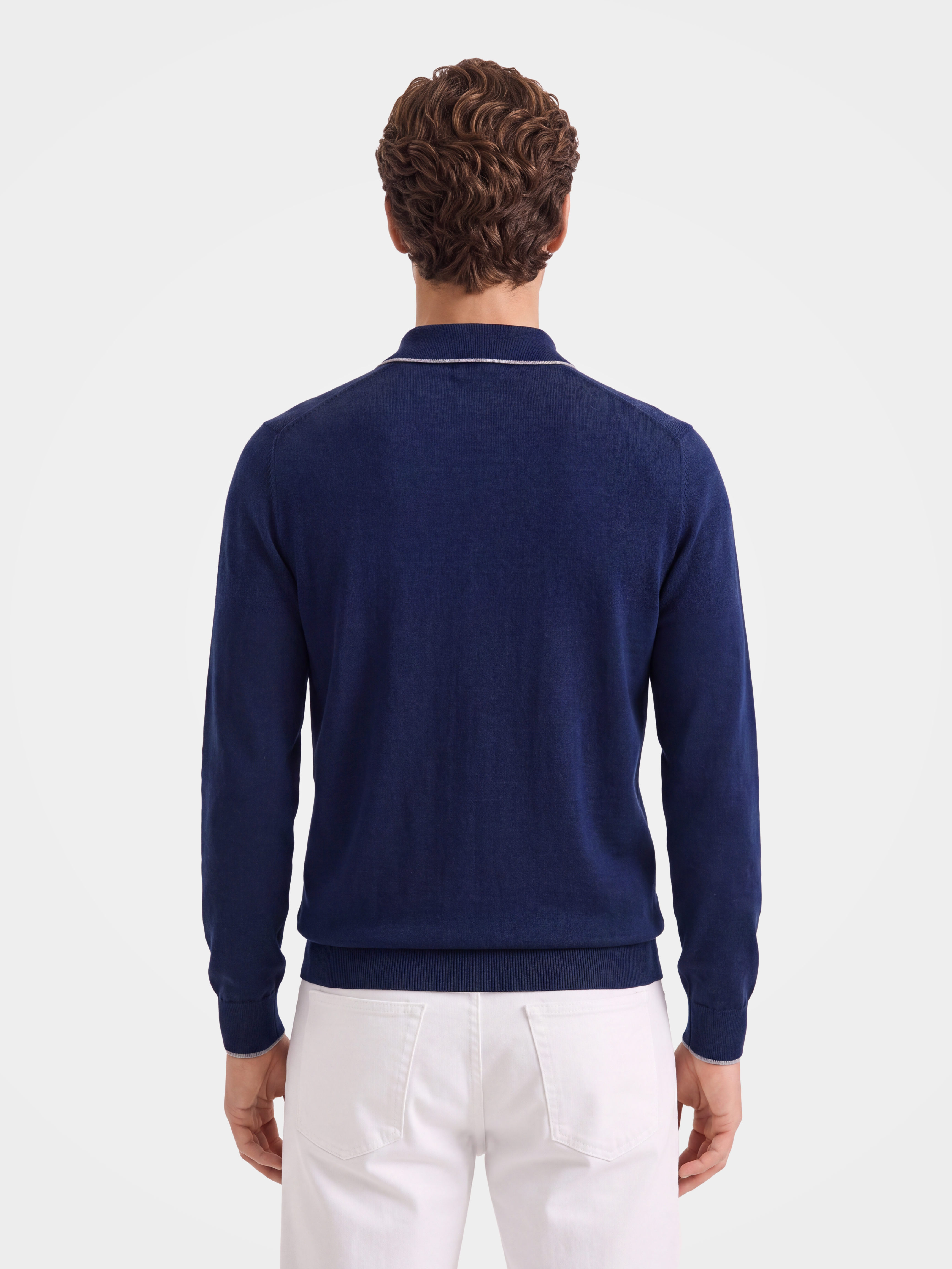 Men's 100% Cashmere Long Sleeve Polo Sweater
