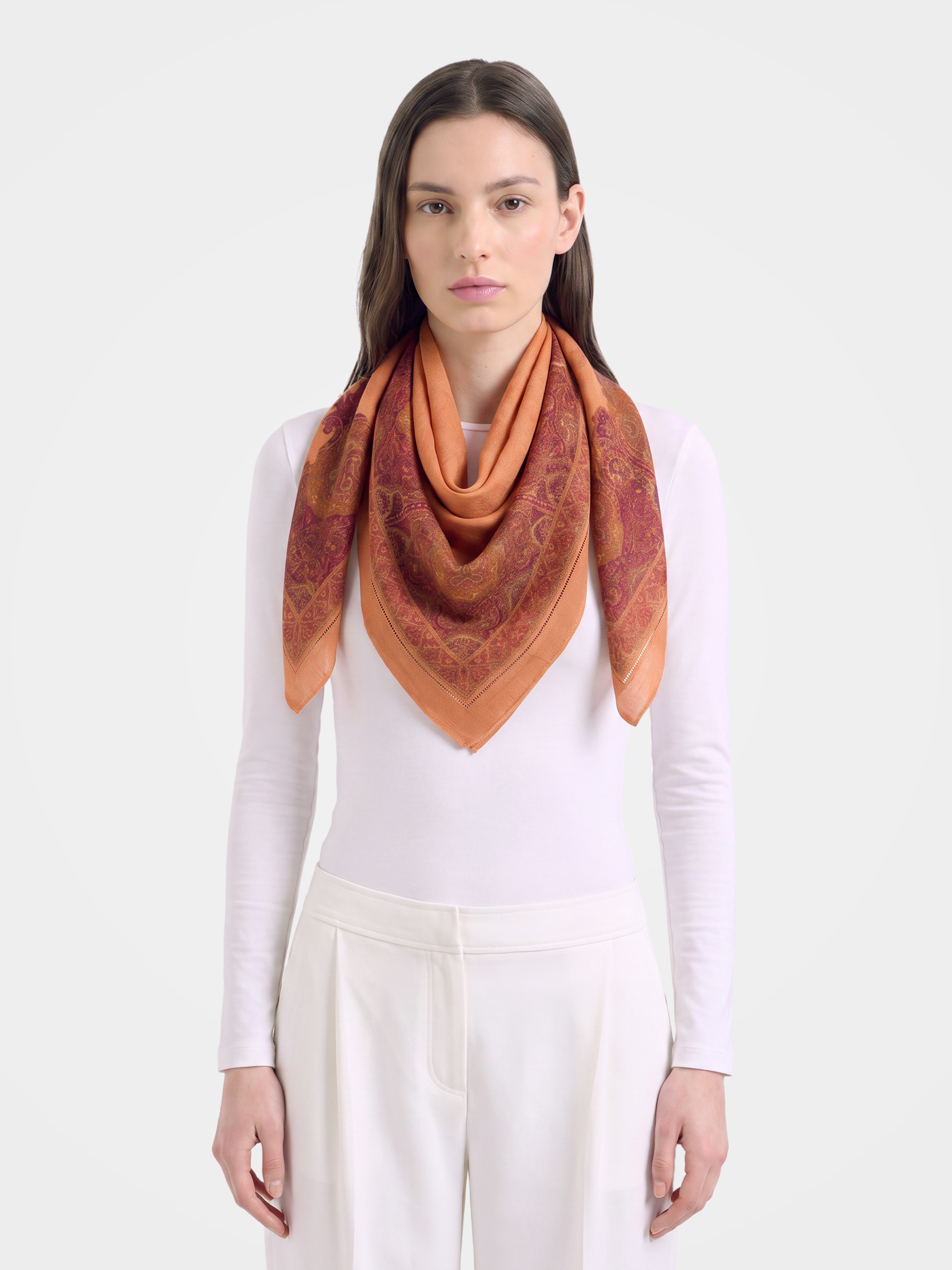 100% Cashmere Paisley Print Vintage Square Scarf