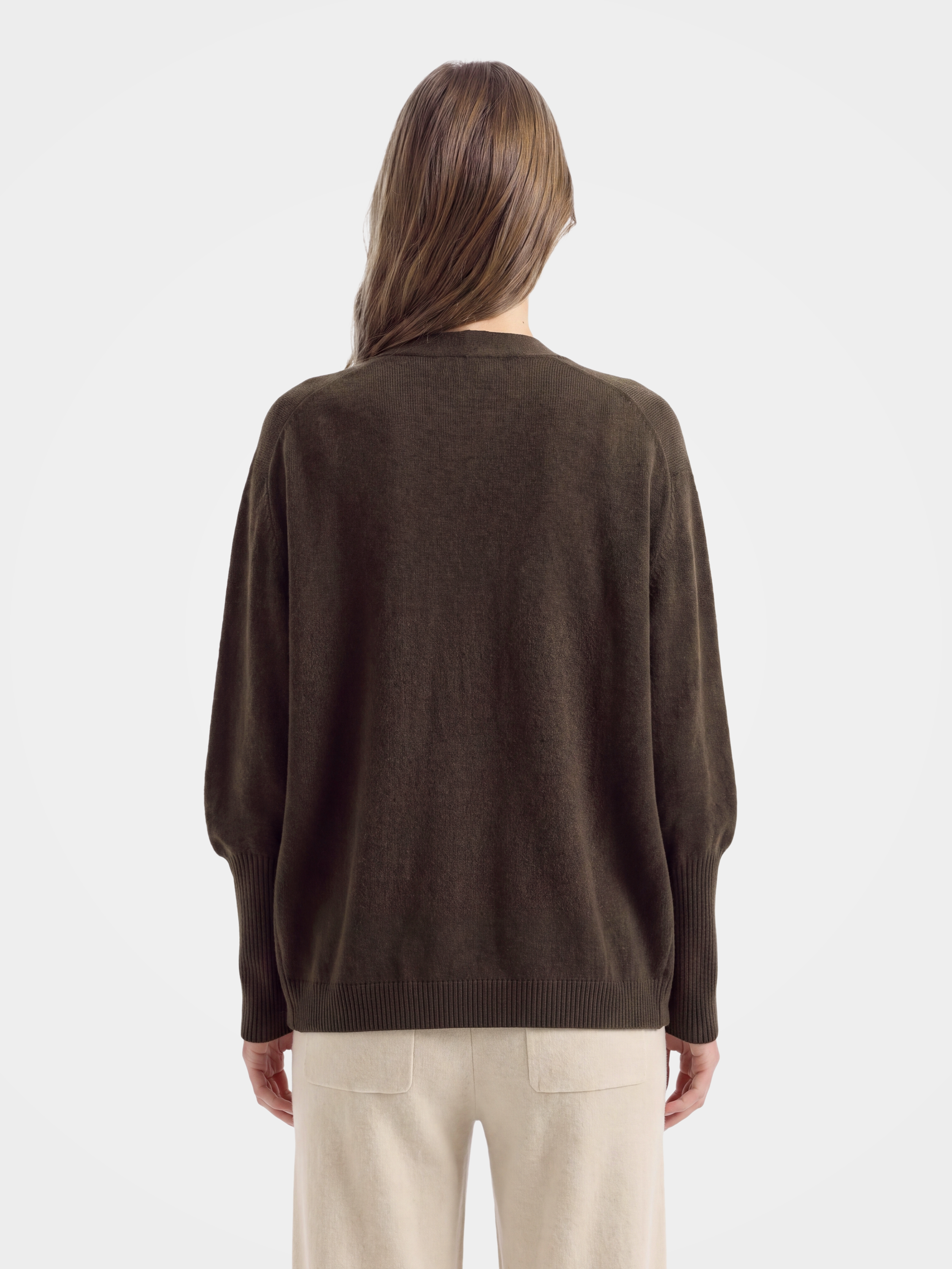 100% Cashmere Collarless Soft Dolman Sleeve Knit Cardigan