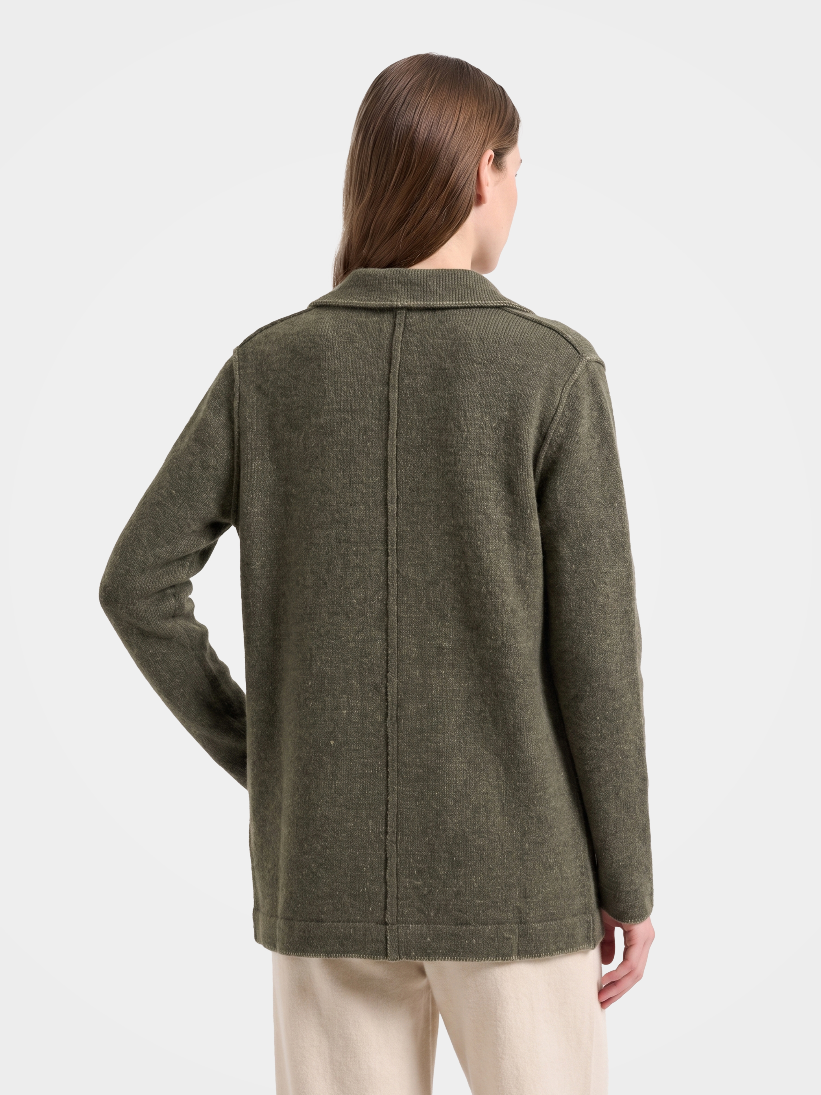 100% Cashmere Collarless Soft Knit Cardigan