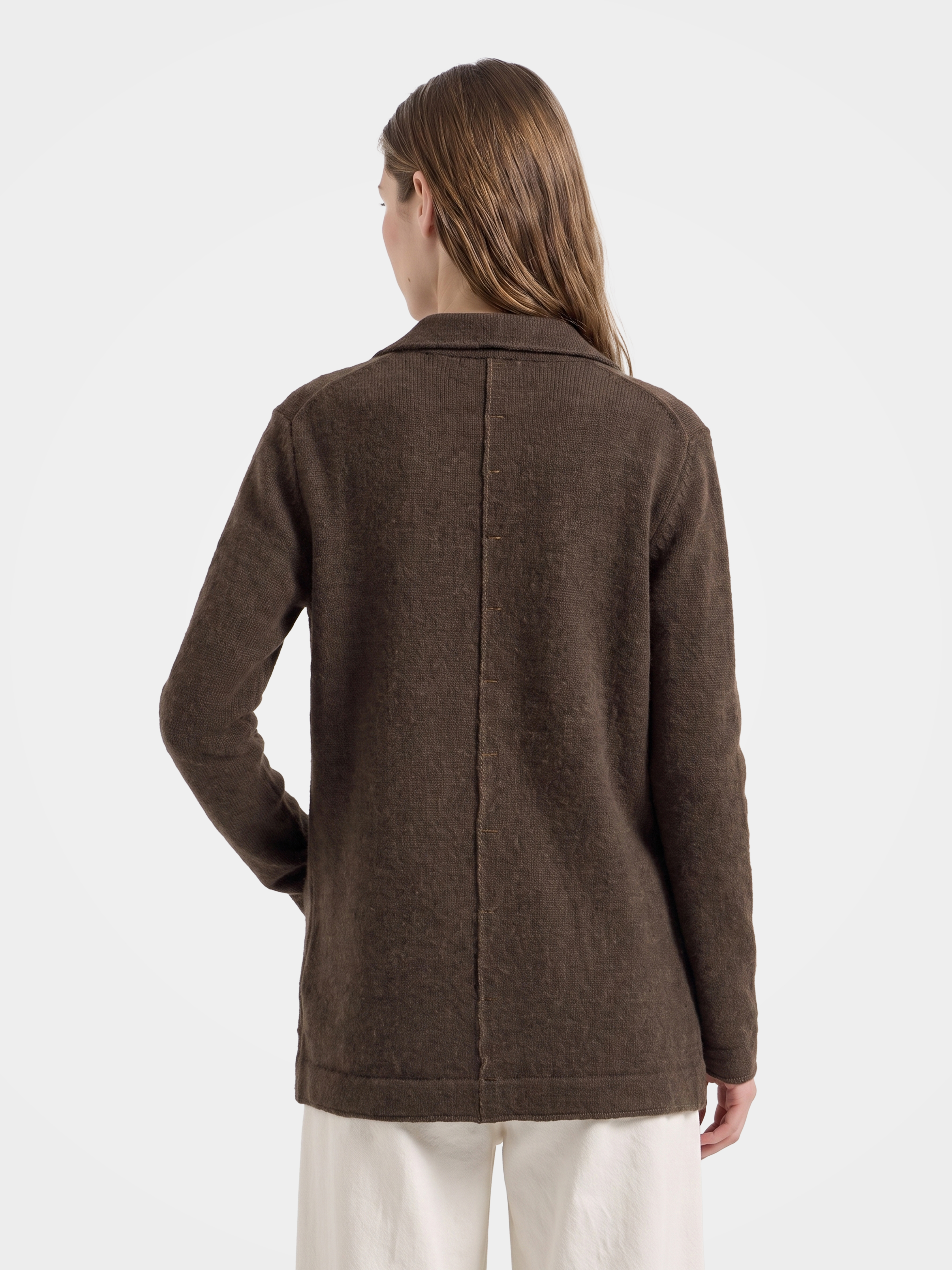 100% Cashmere Collarless Soft Knit Cardigan