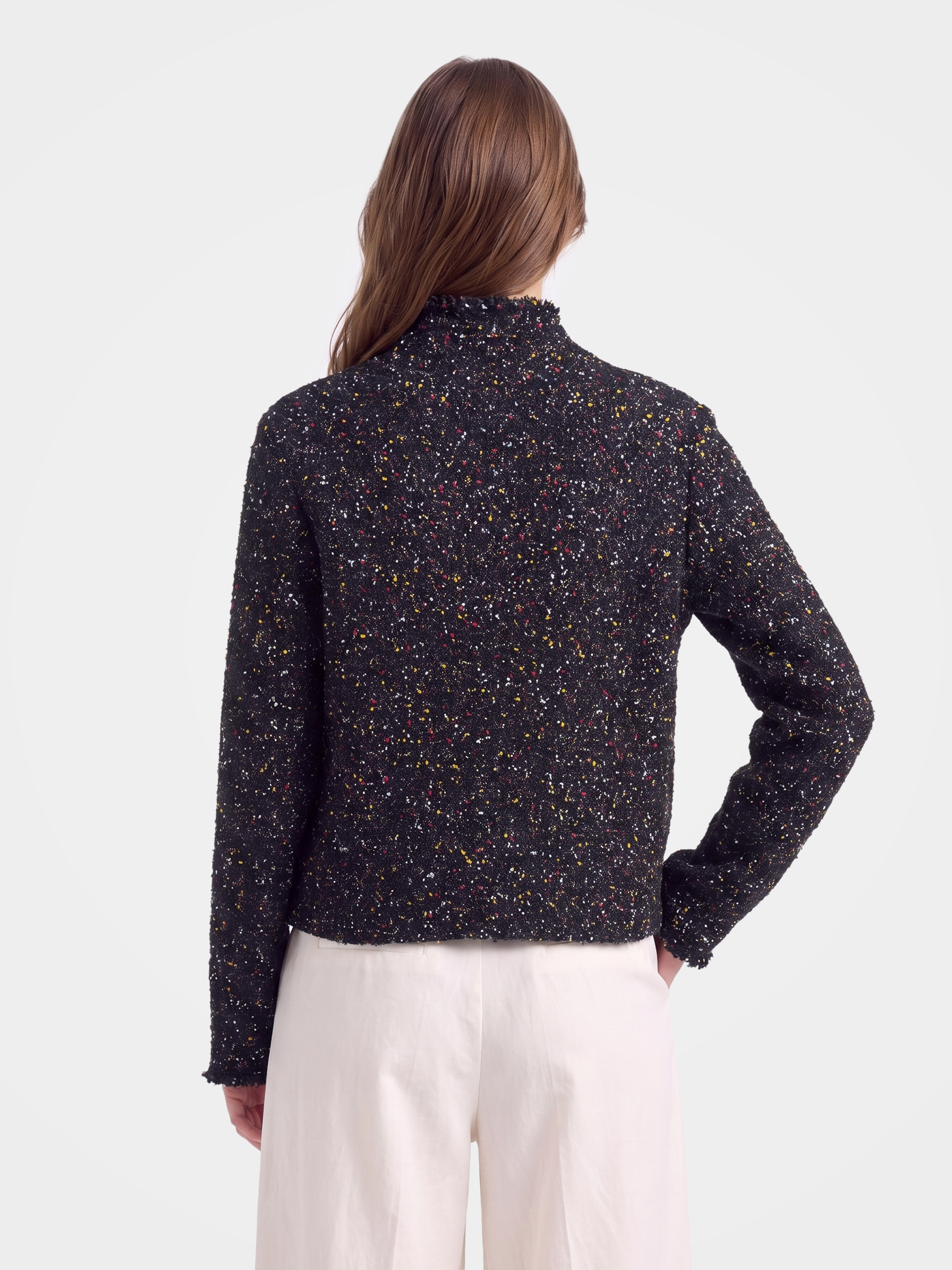 Cashmere Turtleneck Soft Shimmer Zip up Knit Cardigan