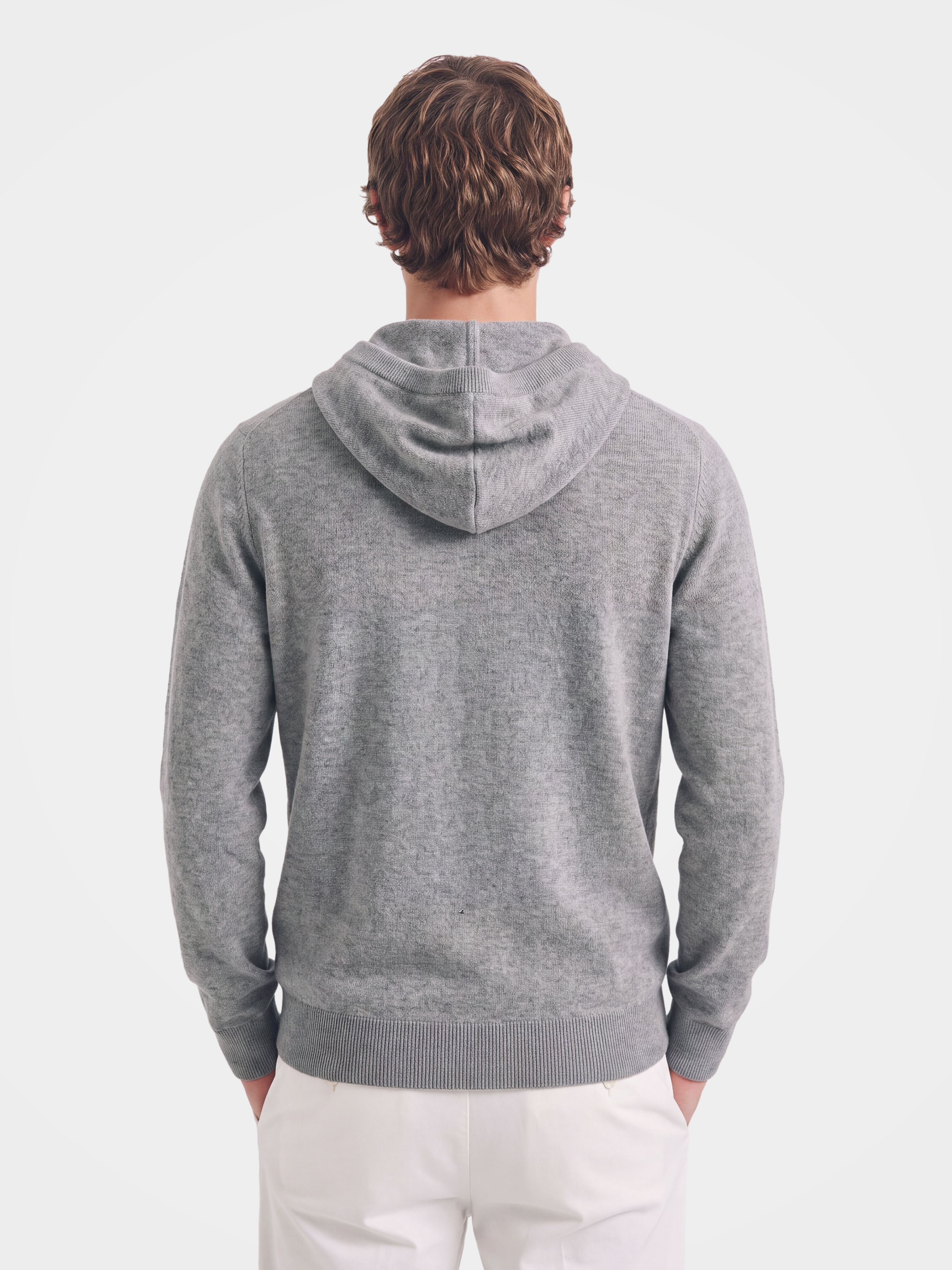 Men's 100% Cashmere Hooded Full-Zip Cardigan
