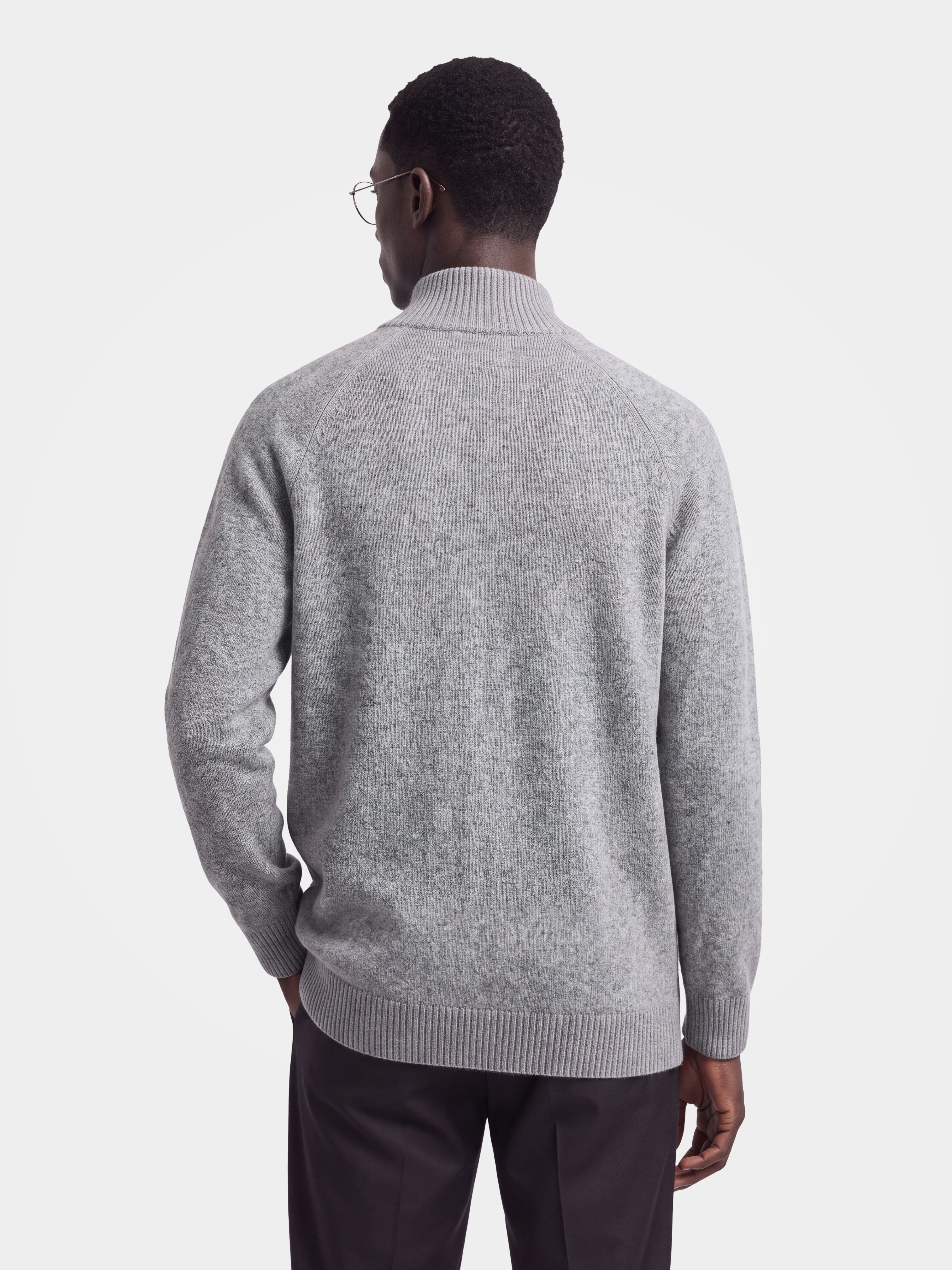 Pre-Order | Men's 100% Cashmere Mock Neck Zip Knit Cardigan (10-14 Business Days)