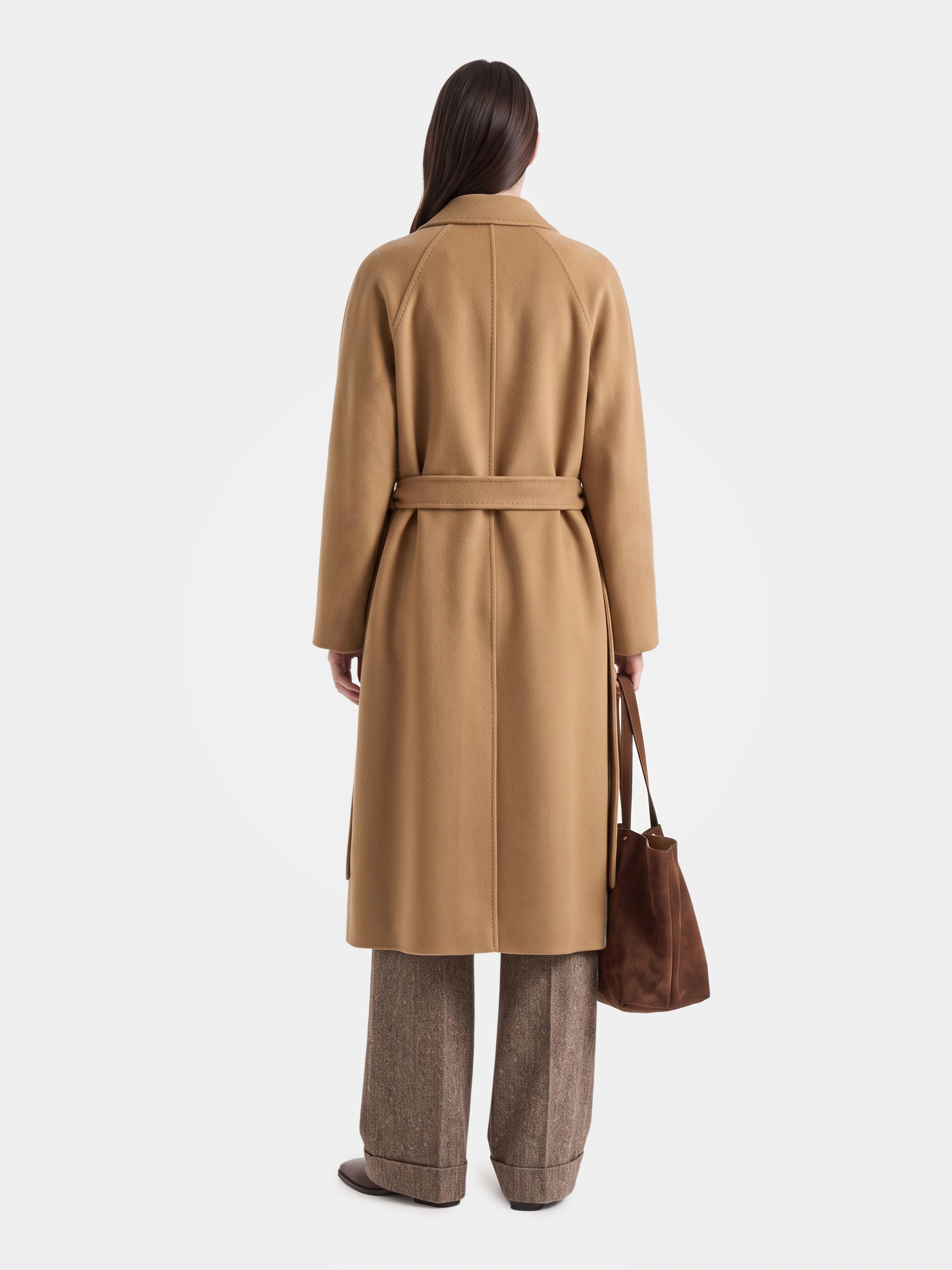 Wool Long Wool Blend Coat Open Front Longline Relaxed Fit Lapels bathrobe