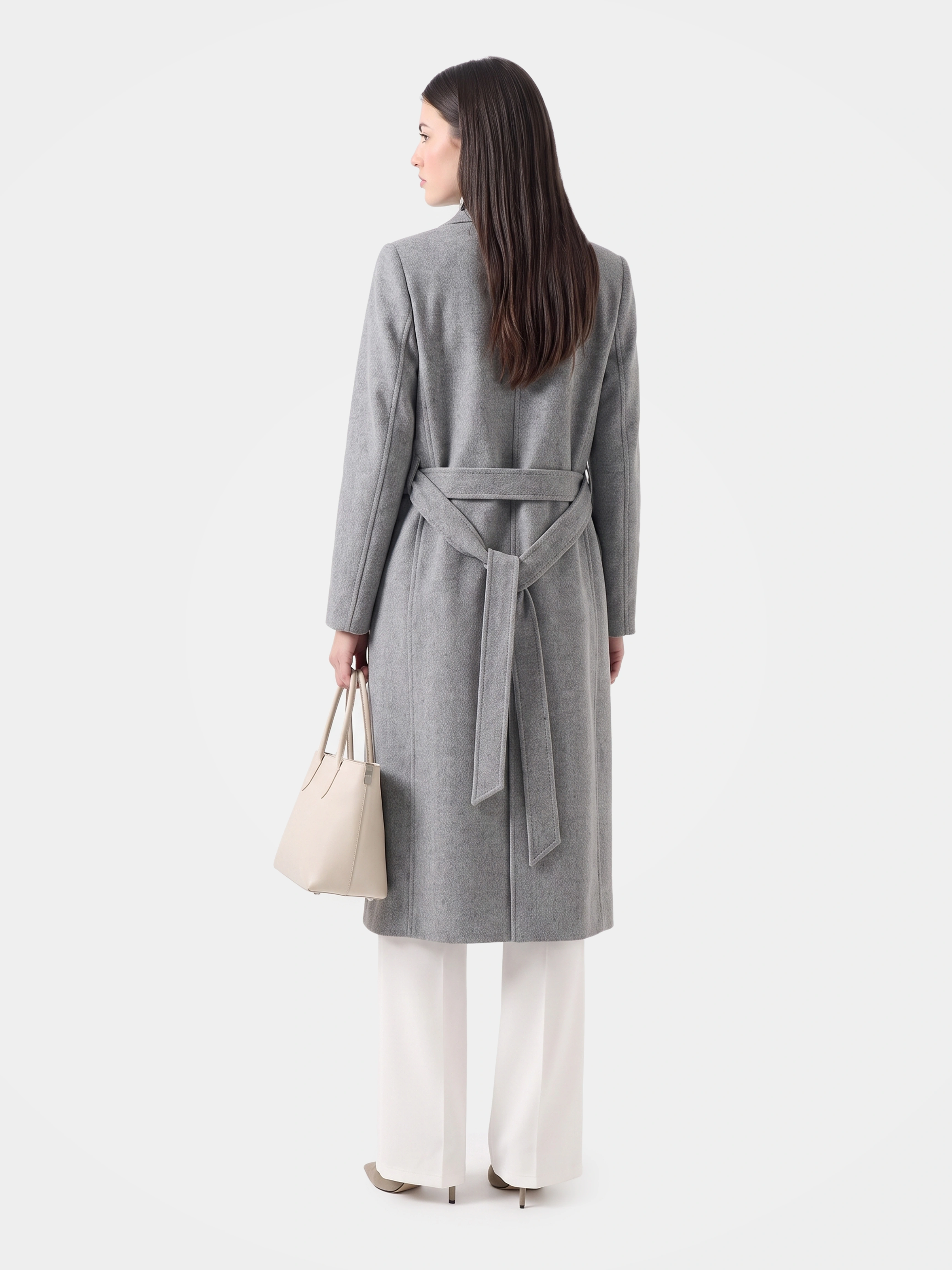 100% Cashmere Notched Lapel Double-Breasted Long Coat
