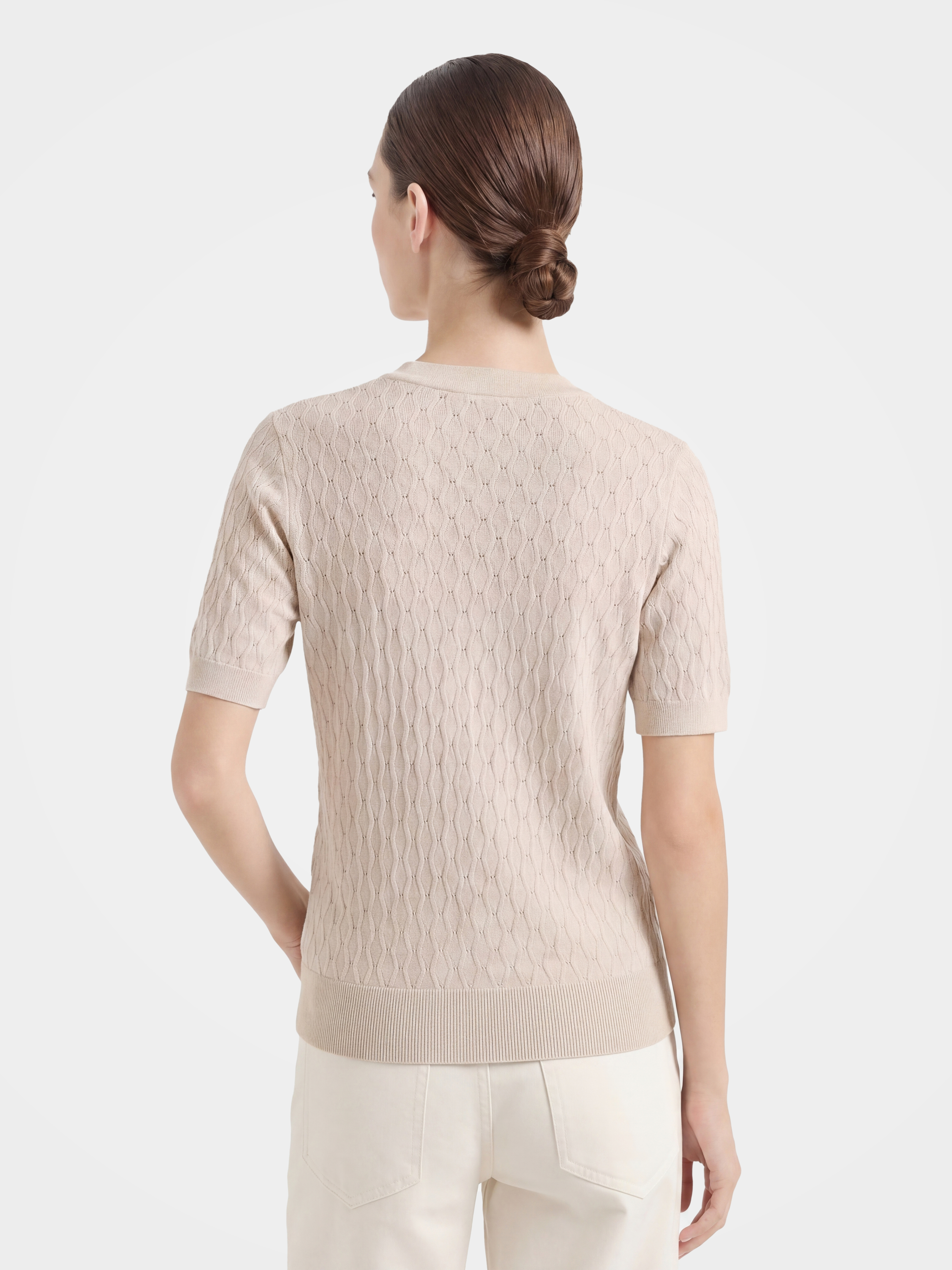 Lightweigh Tencel Silk Blend Textured Knit Pullover