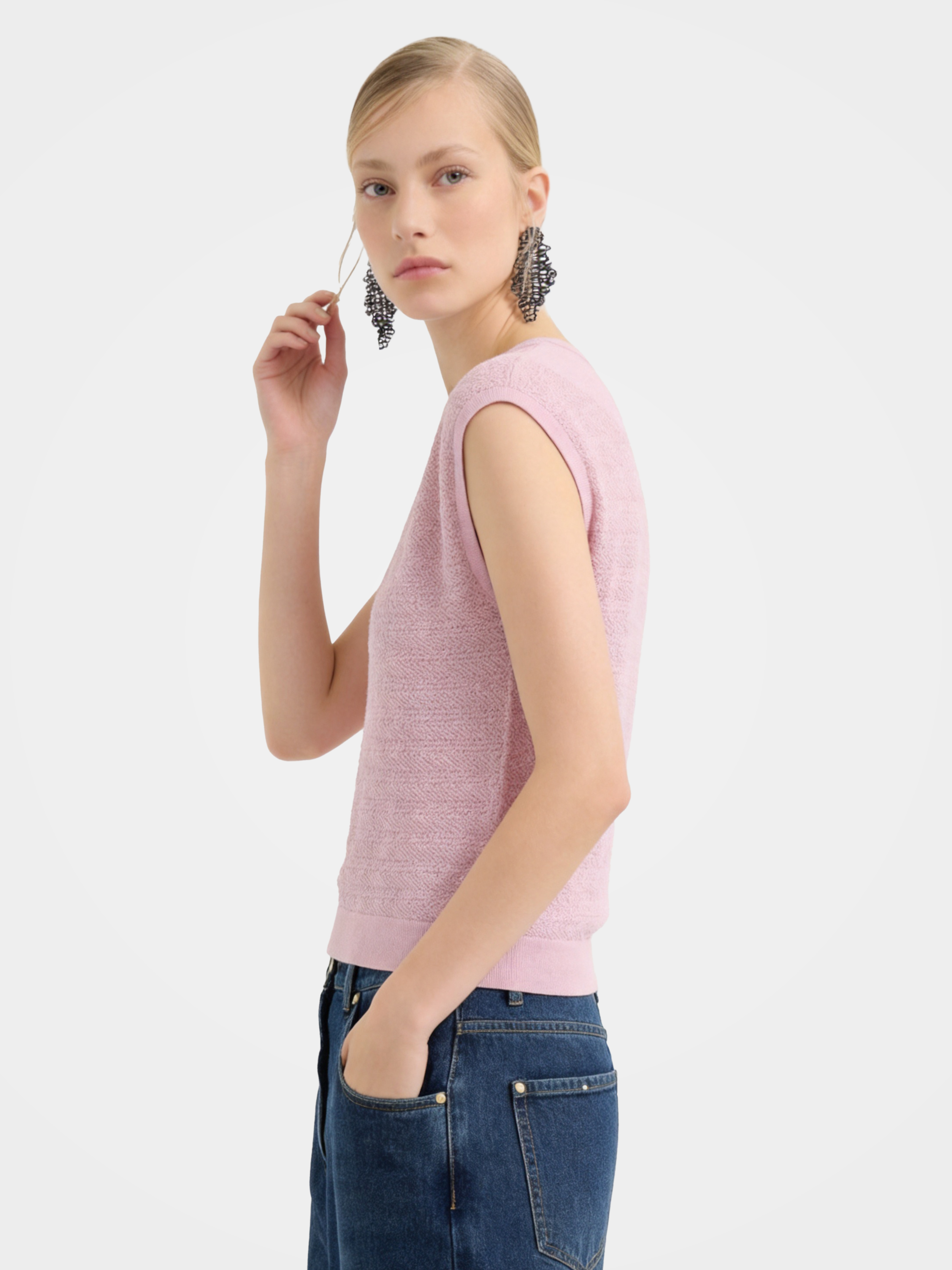Cooling Tencel Blend Textured Sleeveless Knit Top