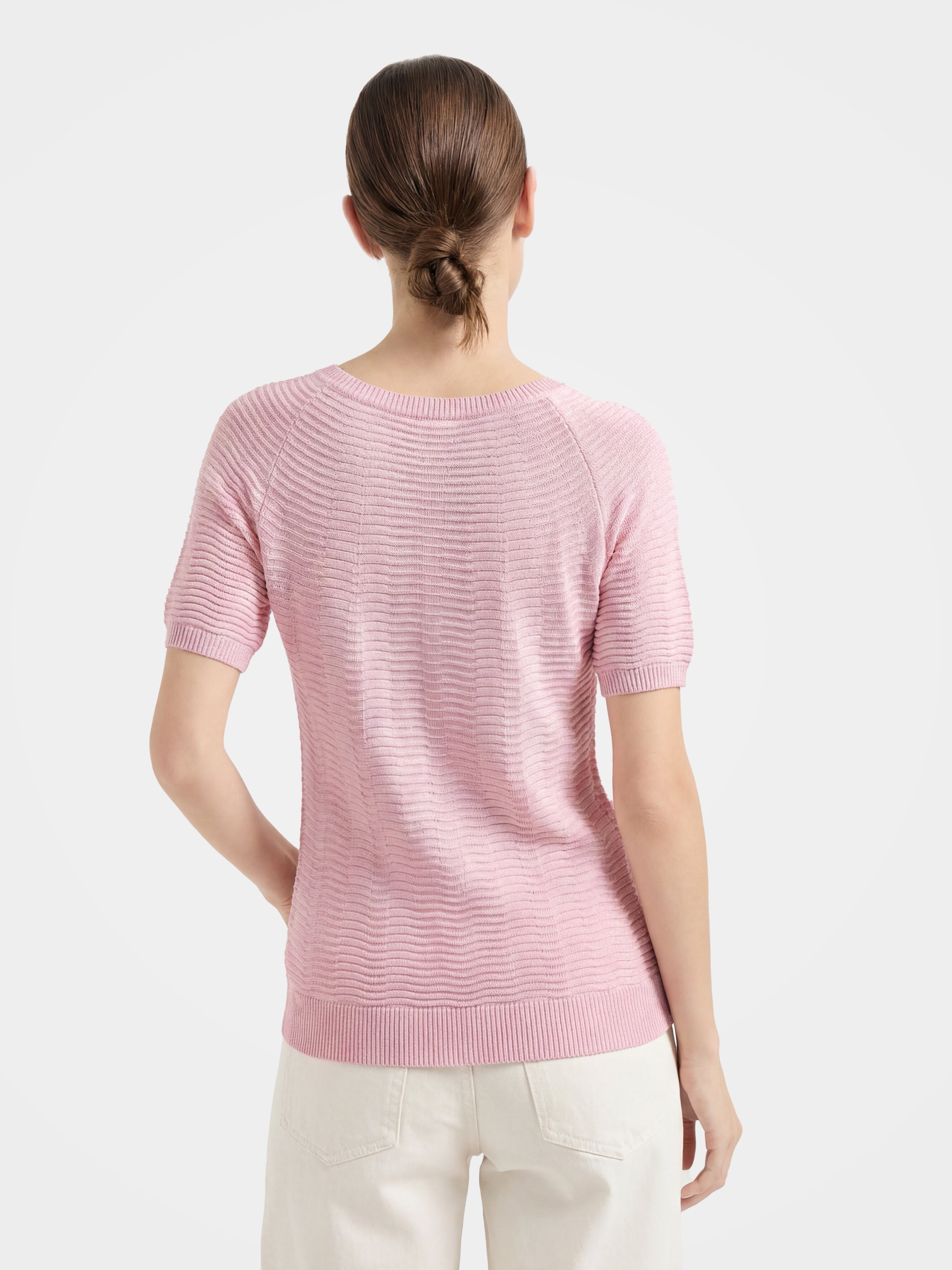 Soft Textured Stretch Wave Knit Summer Tee