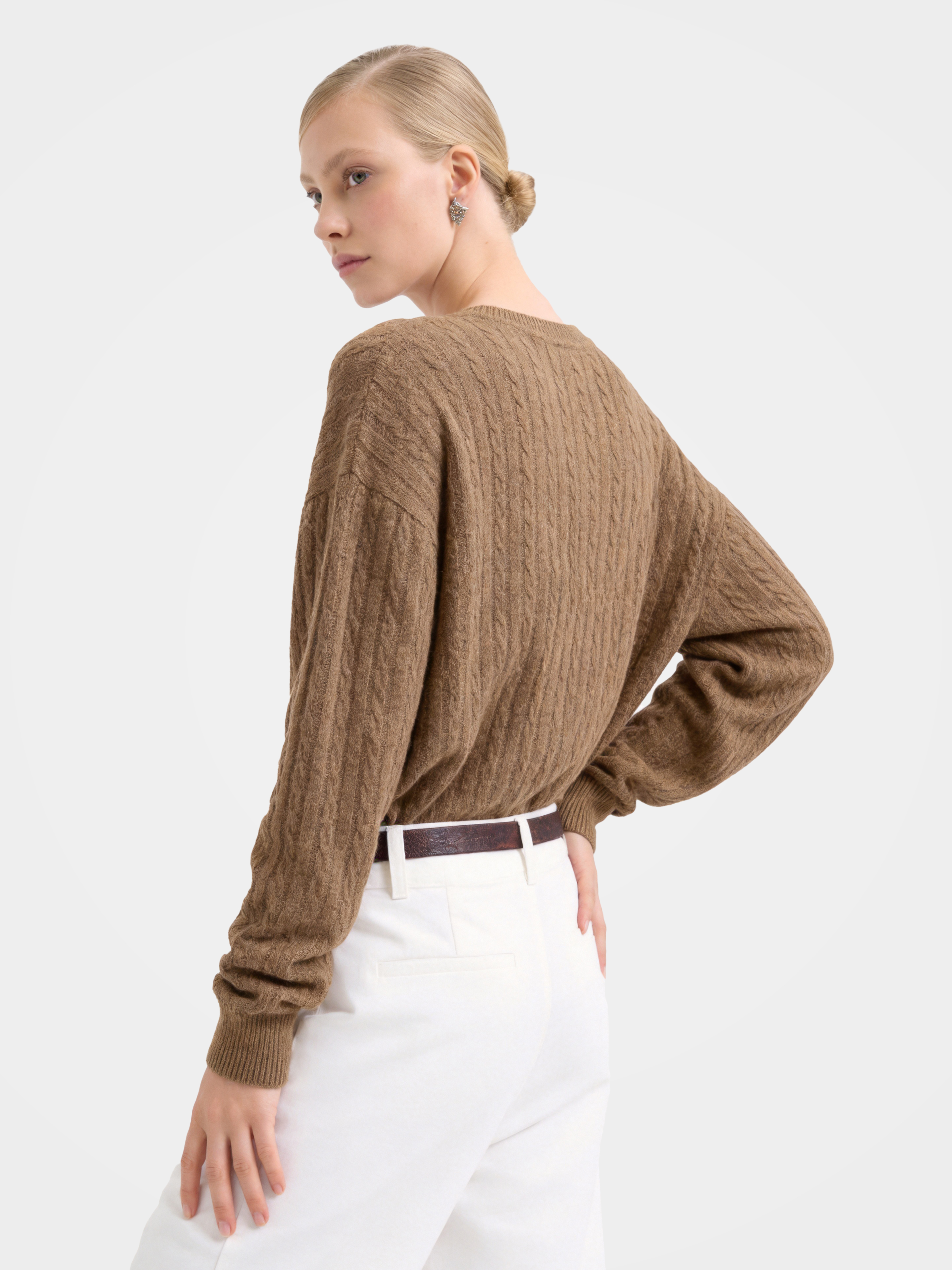 Cable-Knit Wool-Cashmere Creneck Sweater