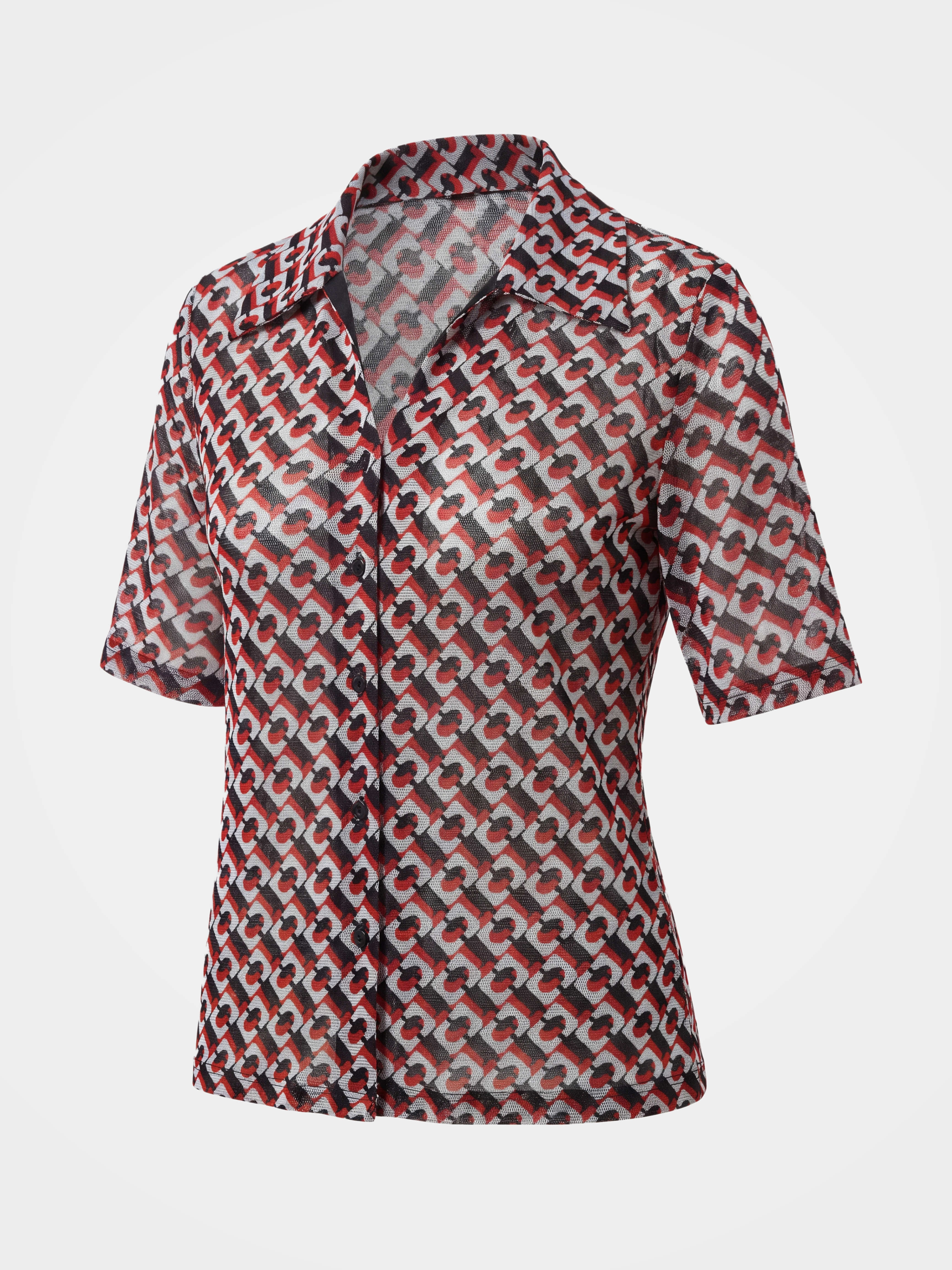 Breathable Printed Lapel Silk Blouse