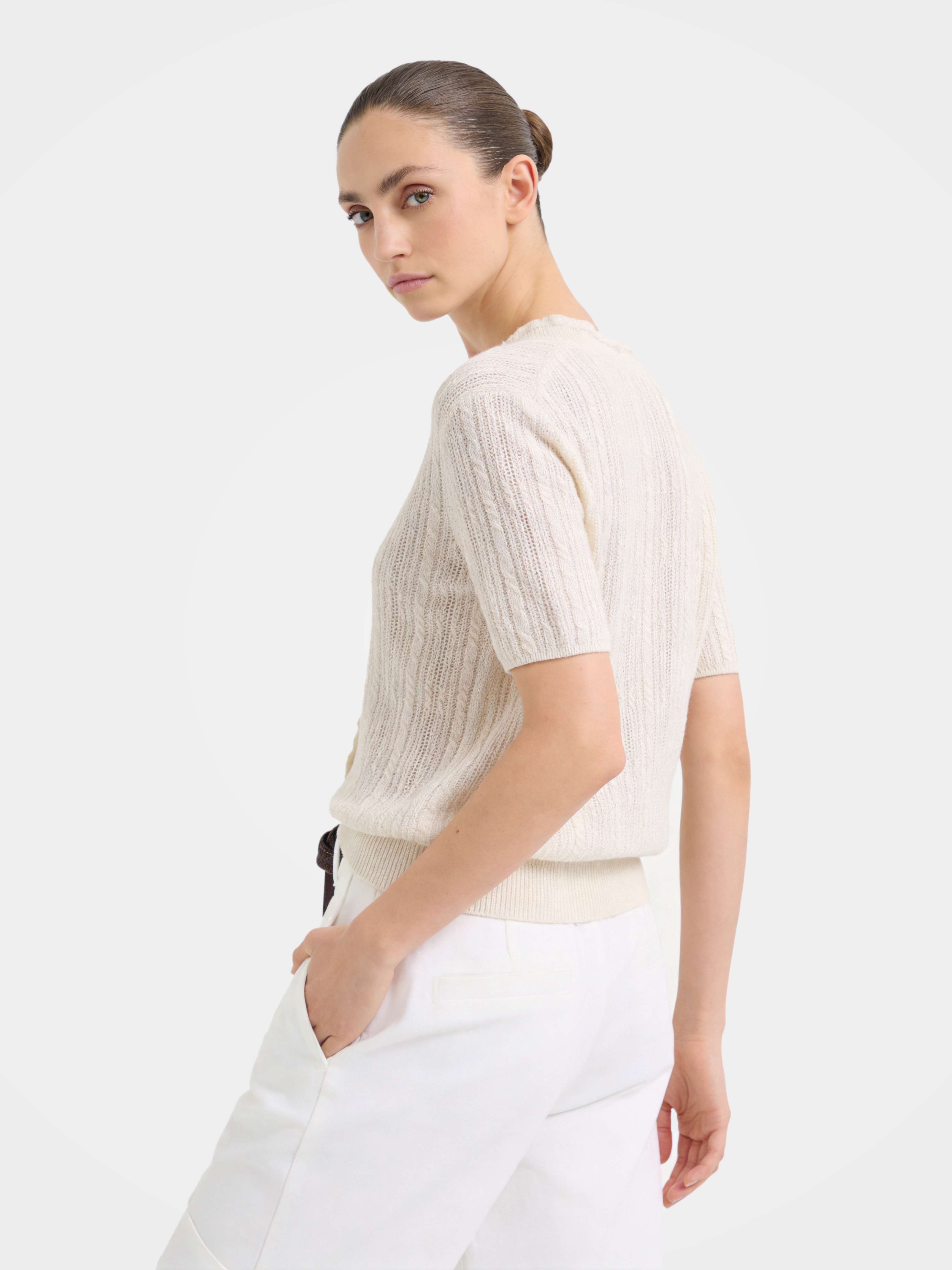 Lightweight Wool Blend Button Front Knit Top