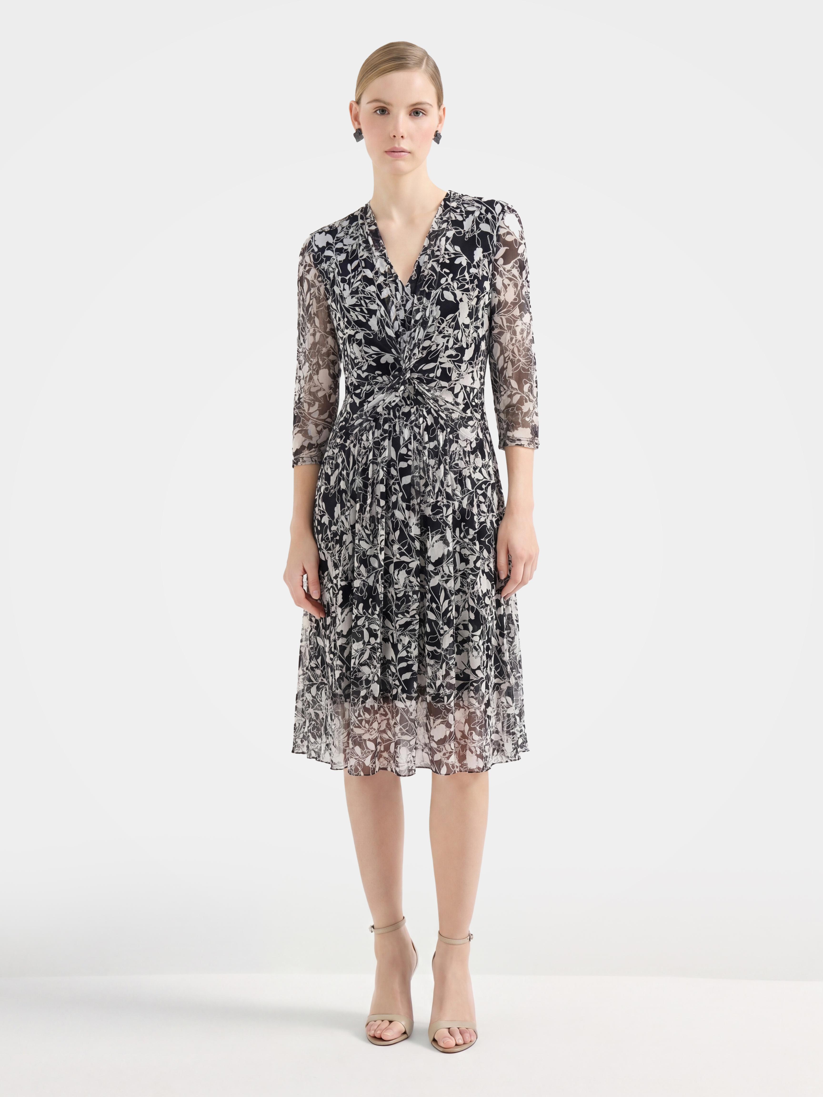 Breathable Mulberry Silk Printed Midi-Length Dress