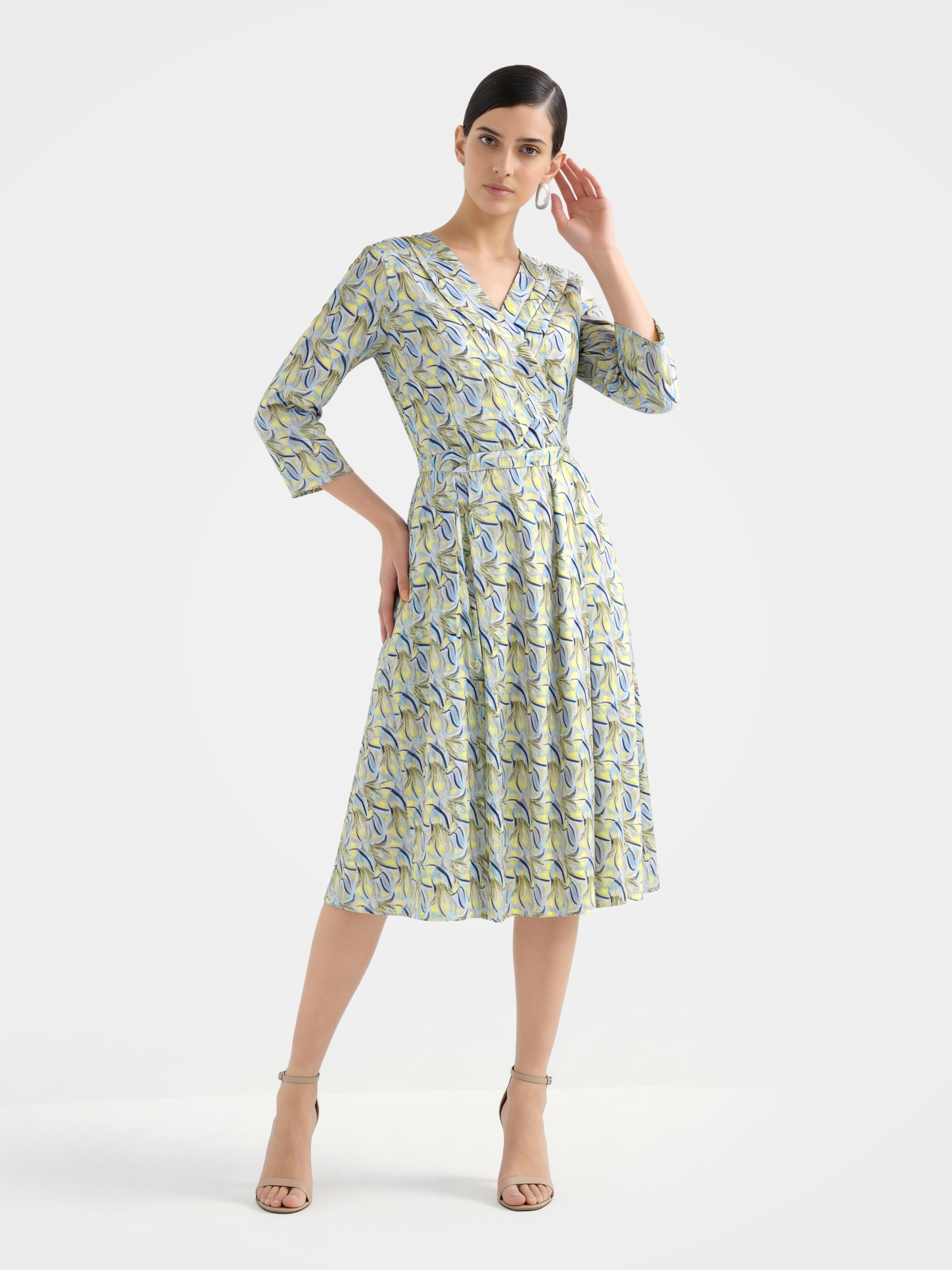 Luxurious Mulberry 100% Mulberry Silk Printed Midi Dress