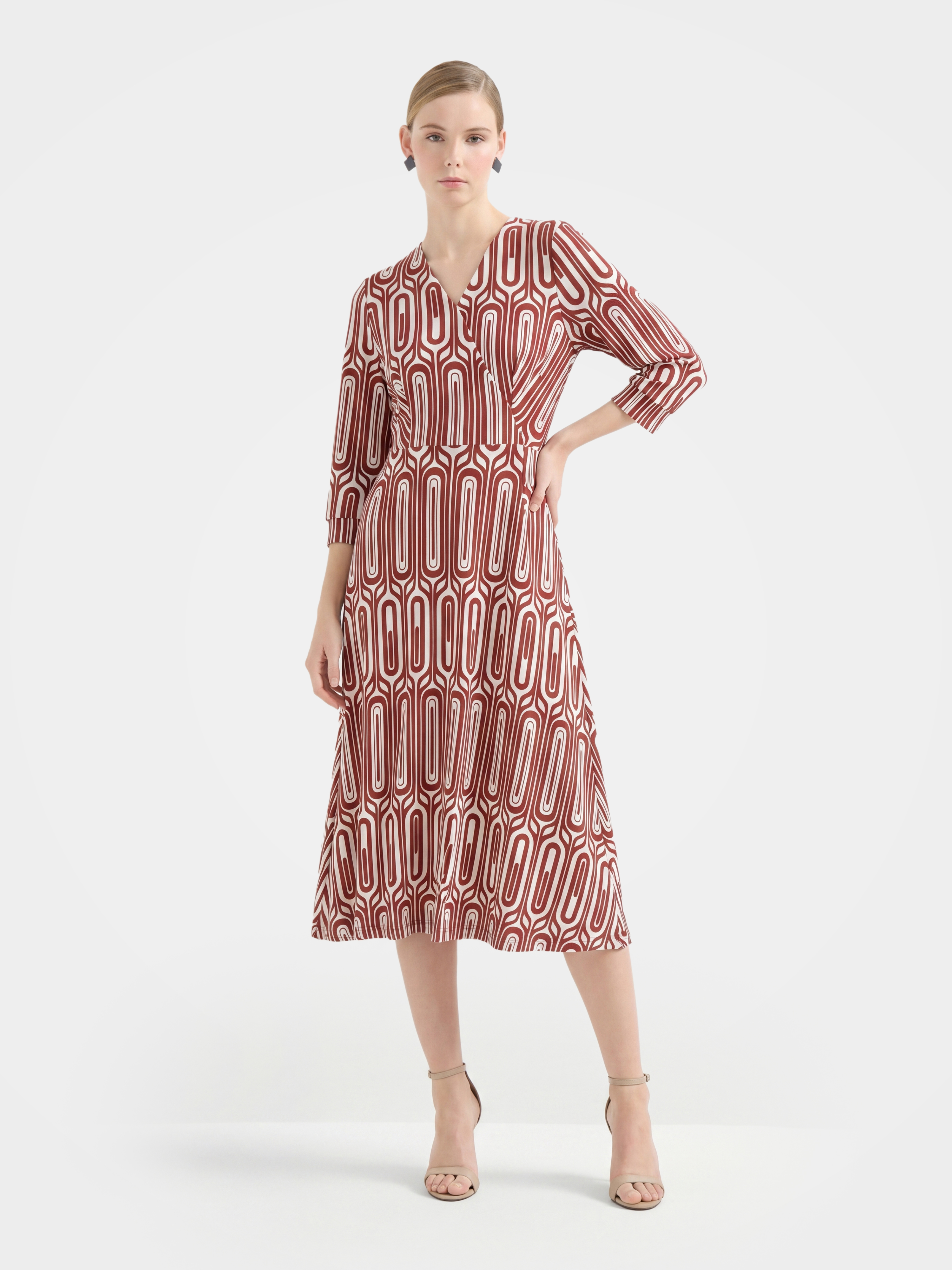Luxurious 100% Mulberry Silk Printed Midi Dress