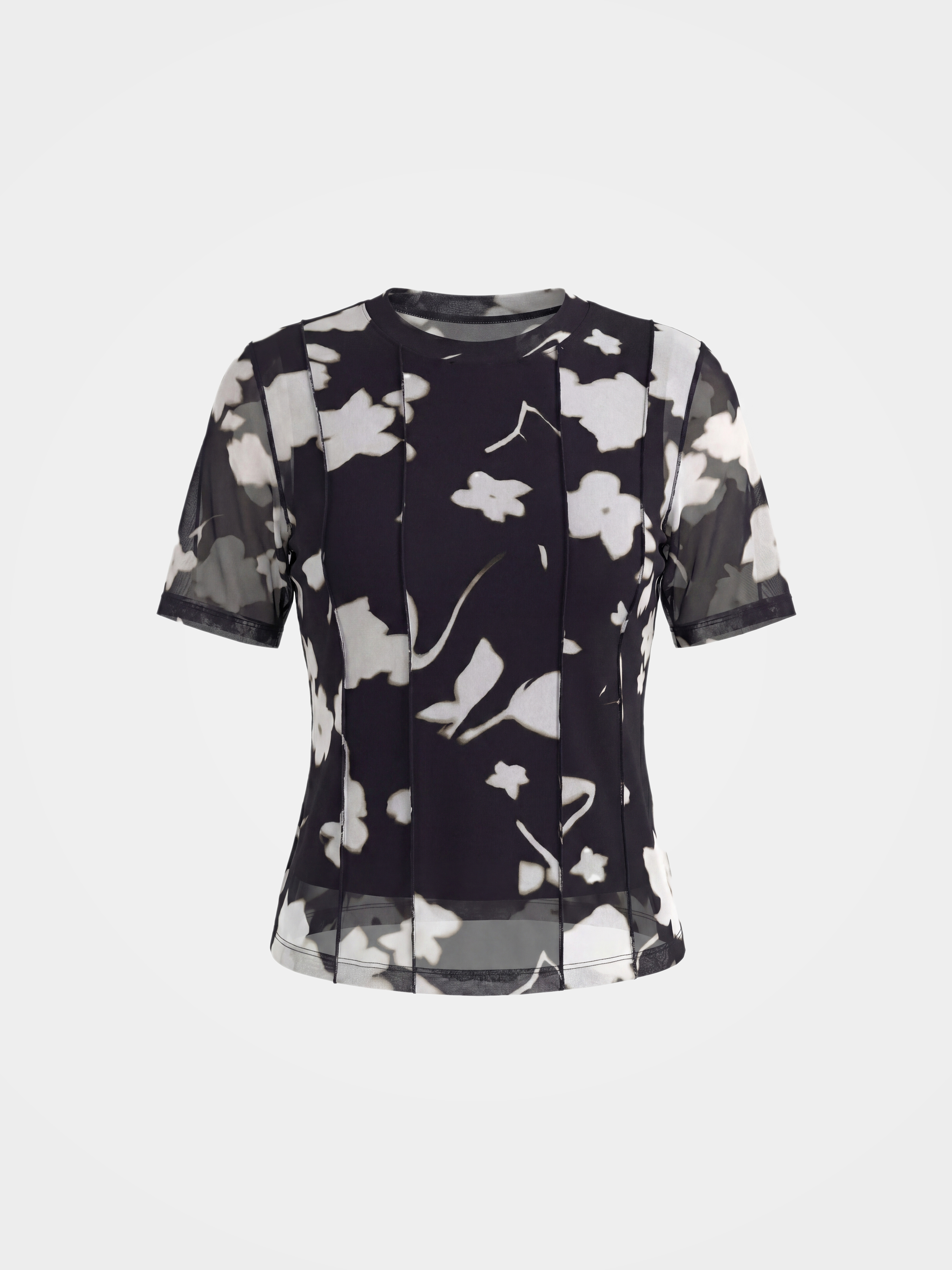 Lightweight Printed Crew Neck 100% Mulberry Silk Blouse