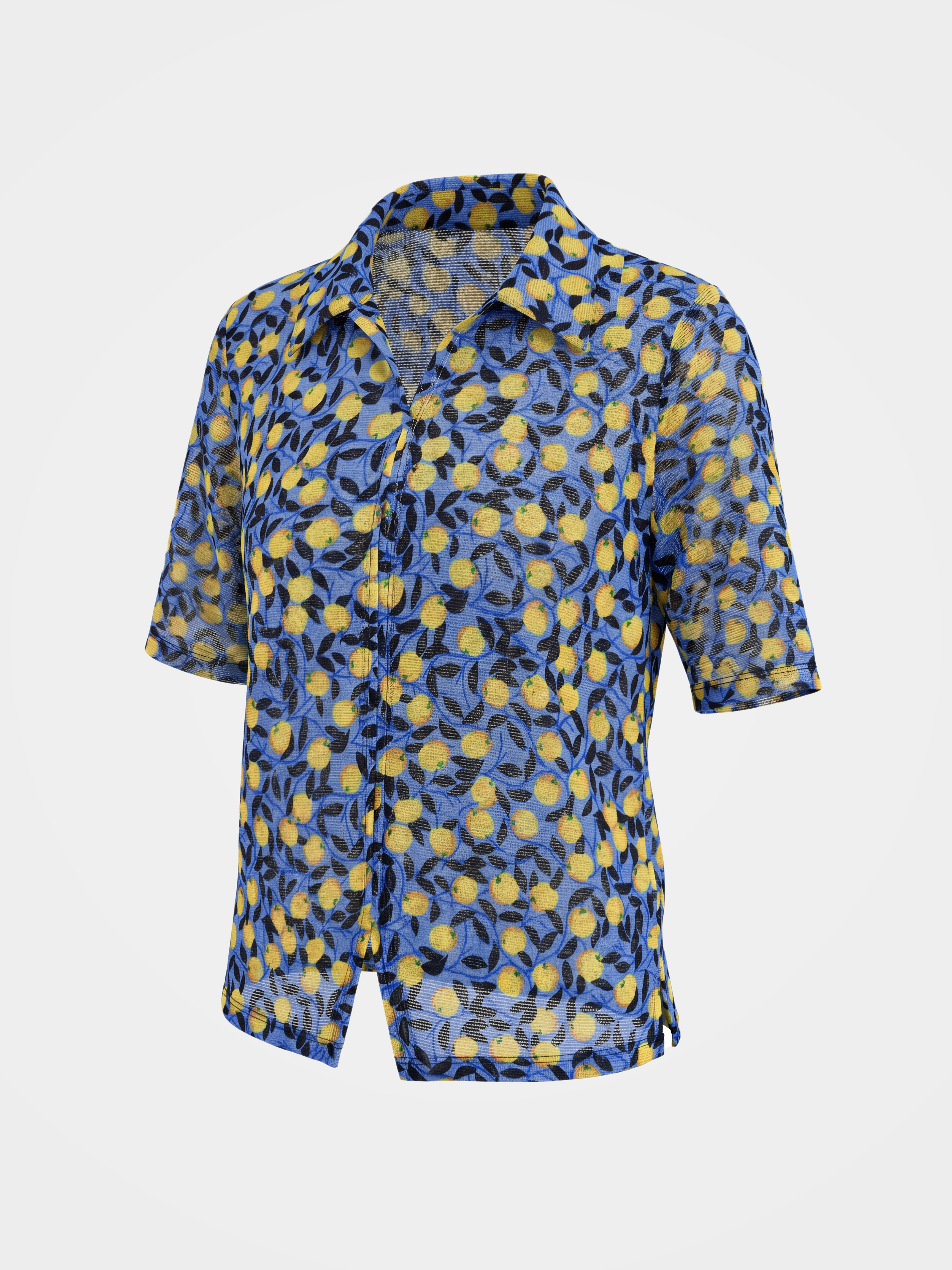 Breathable Lemon Printed Collar 100% Mulberry Silk Blouse
