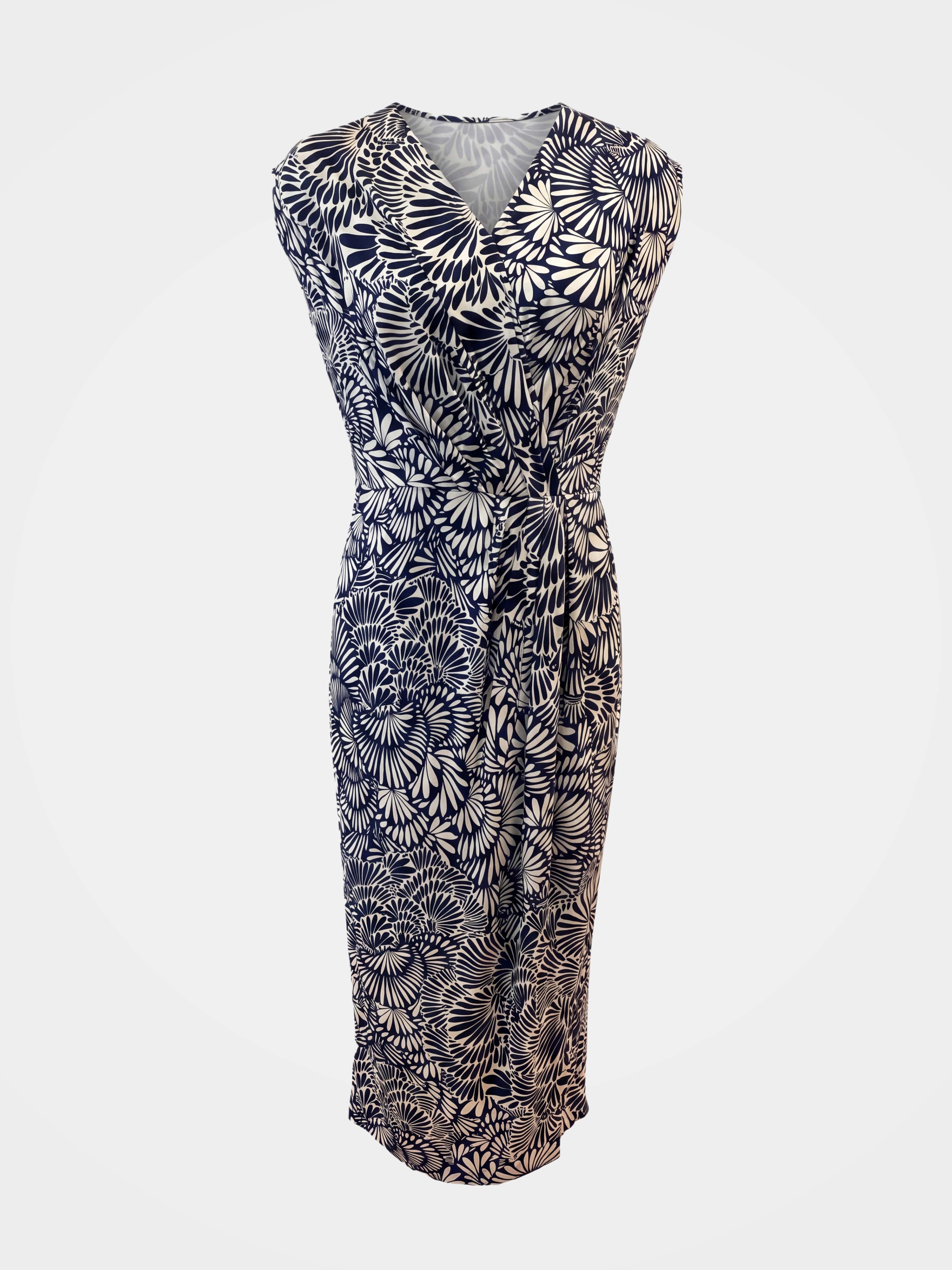 Luxury 100% Mulberry Silk Floral Wrap Midi Dress