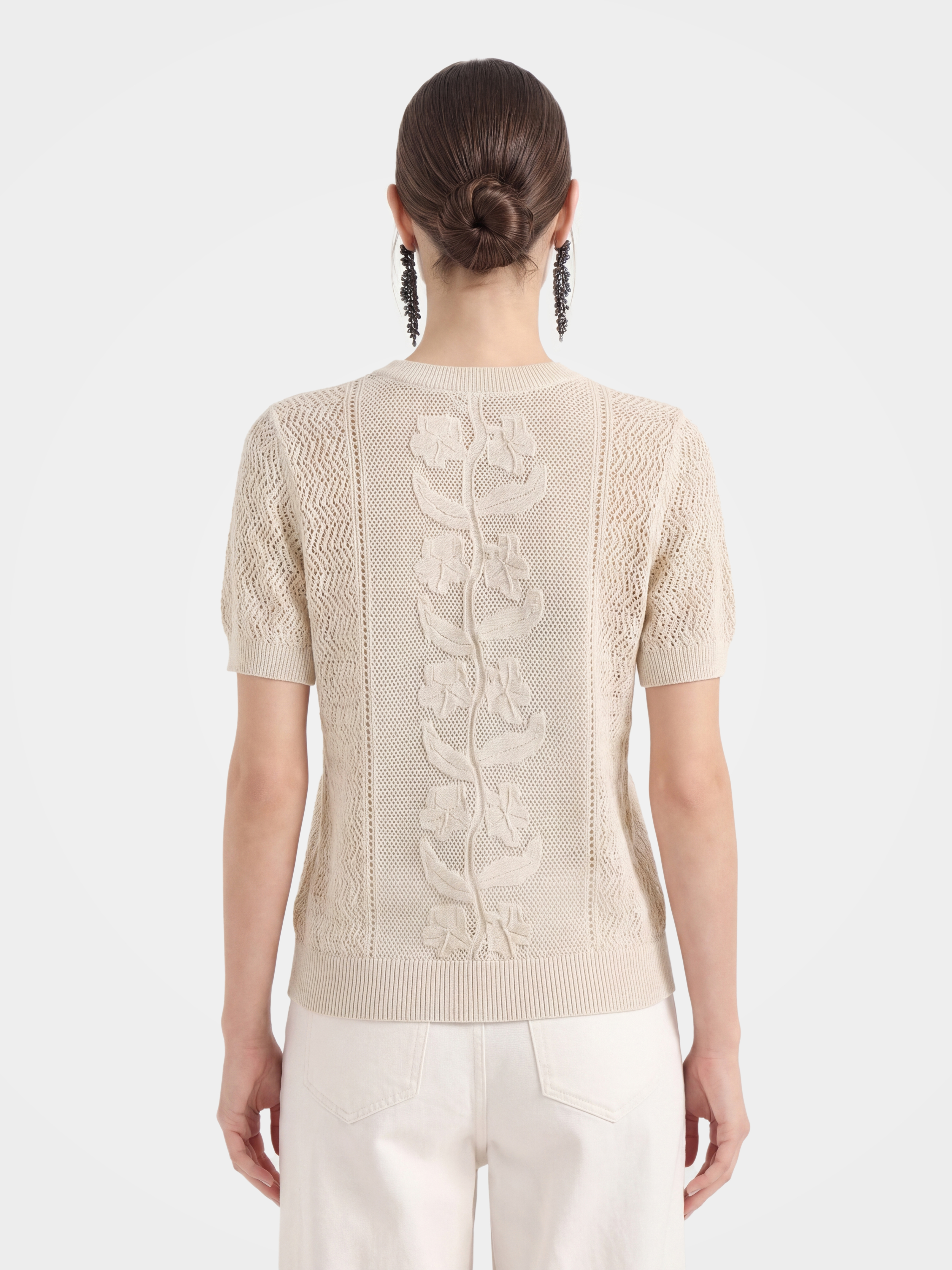 Breathable Cotton Silk Floral Knit Knit Summer Top