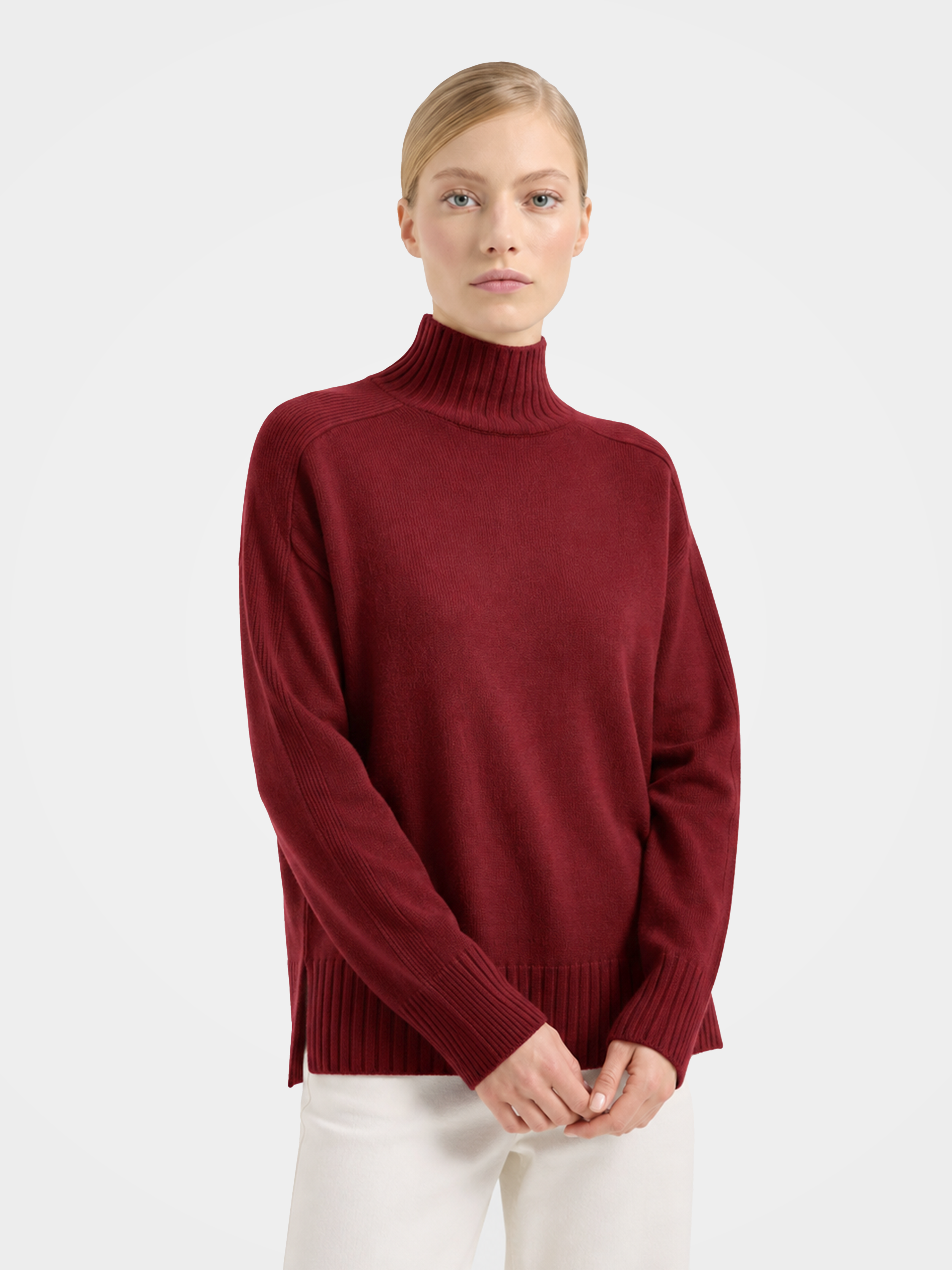 Pre-Order | 100% Wool Mock Neck Sweater Soft Relaxed Fit Knit (10-14 Business Days)