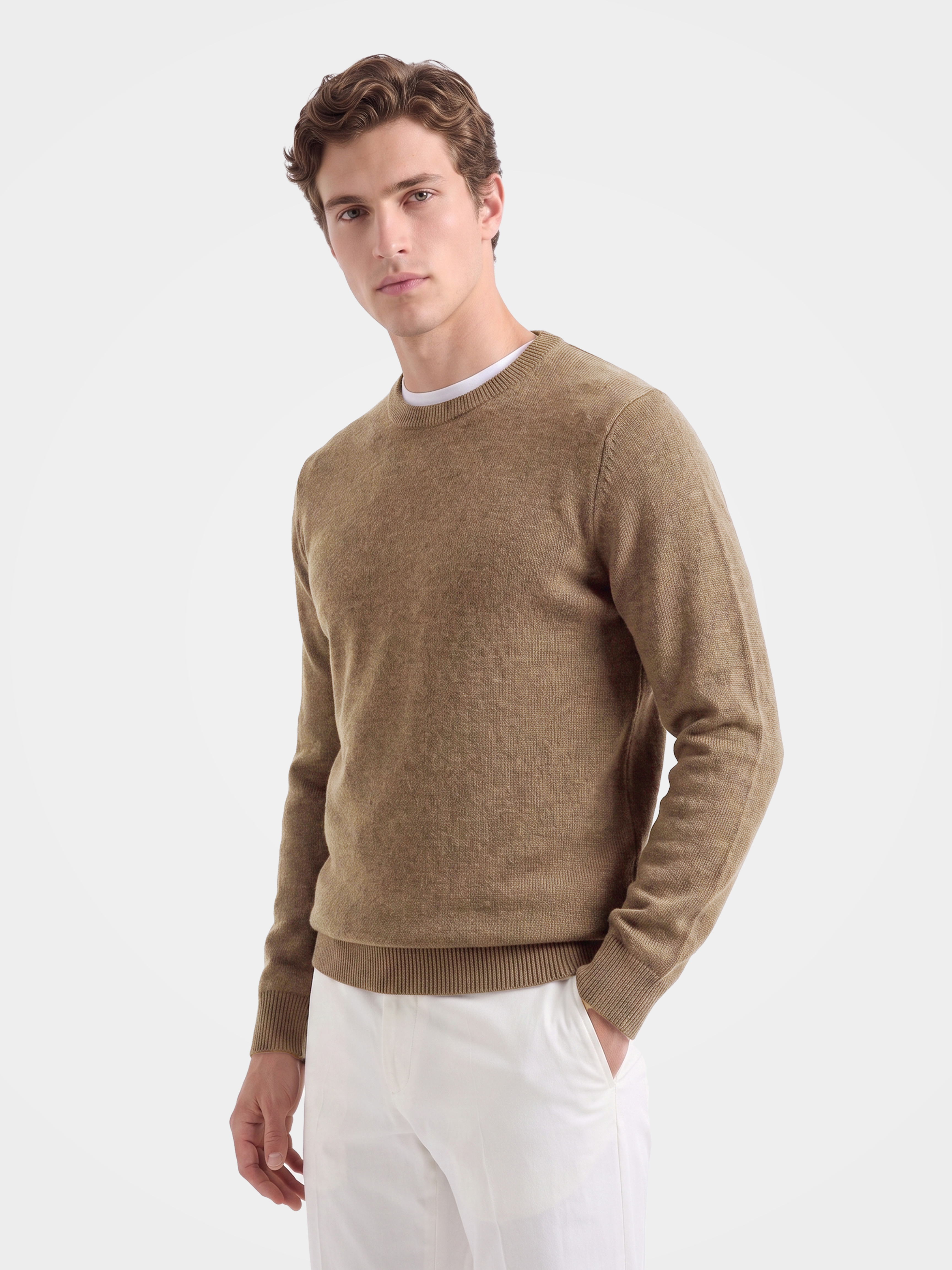 Men's 100% Mongolian Cashmere Sweater Crew Neck Long Sleeve Lightweight Pullover