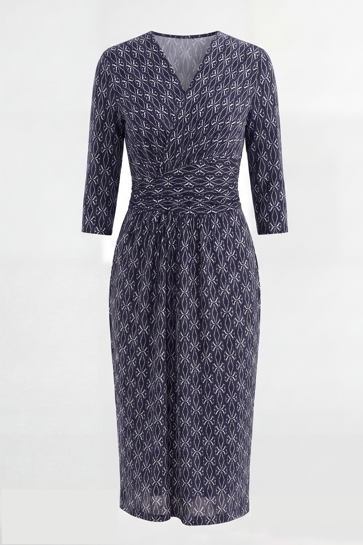 Breathable 100% Mulberry Silk Printed Work Midi Dress
