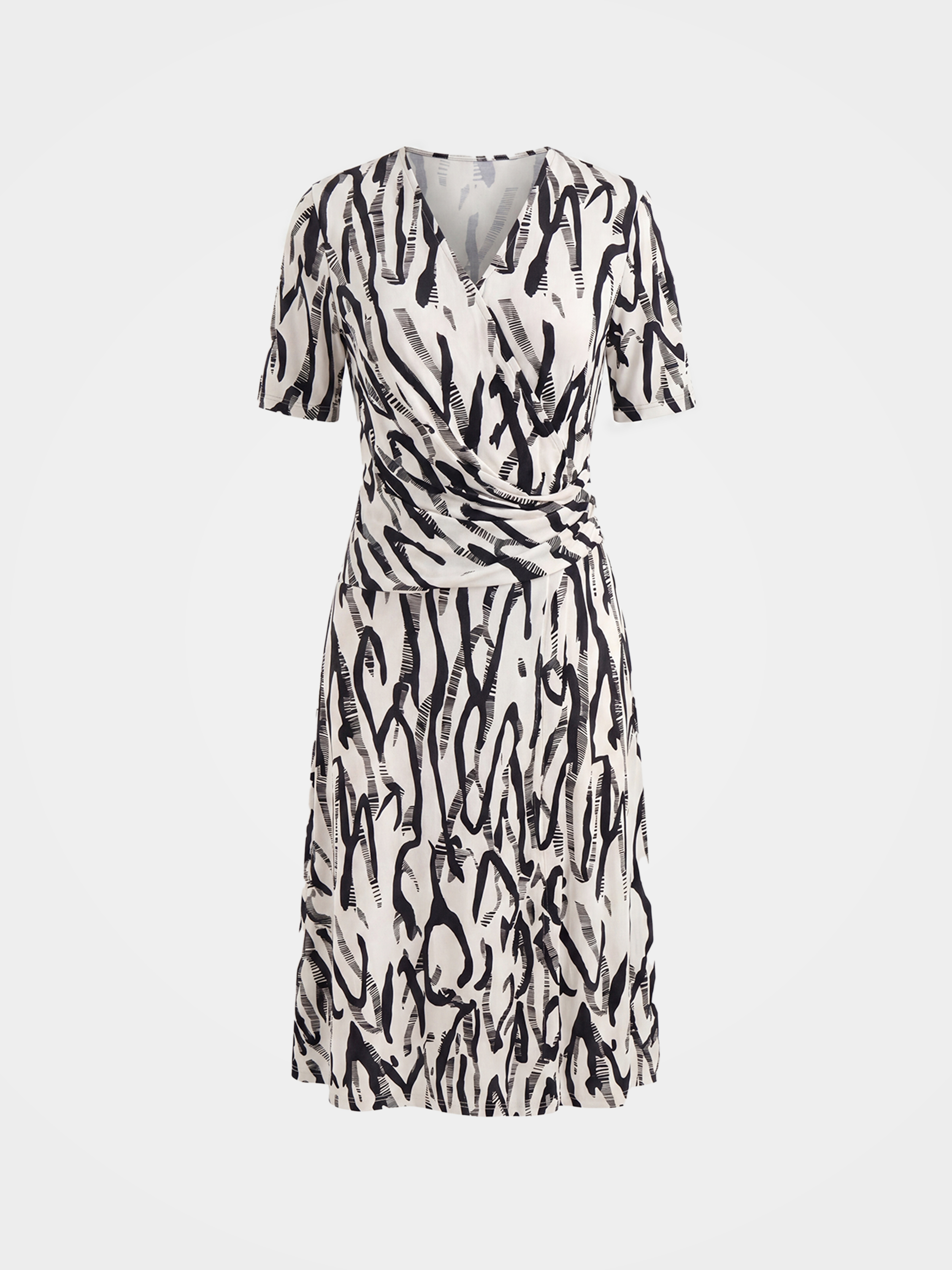 Luxury Mulberry Silk Printed Wrap Midi Dress