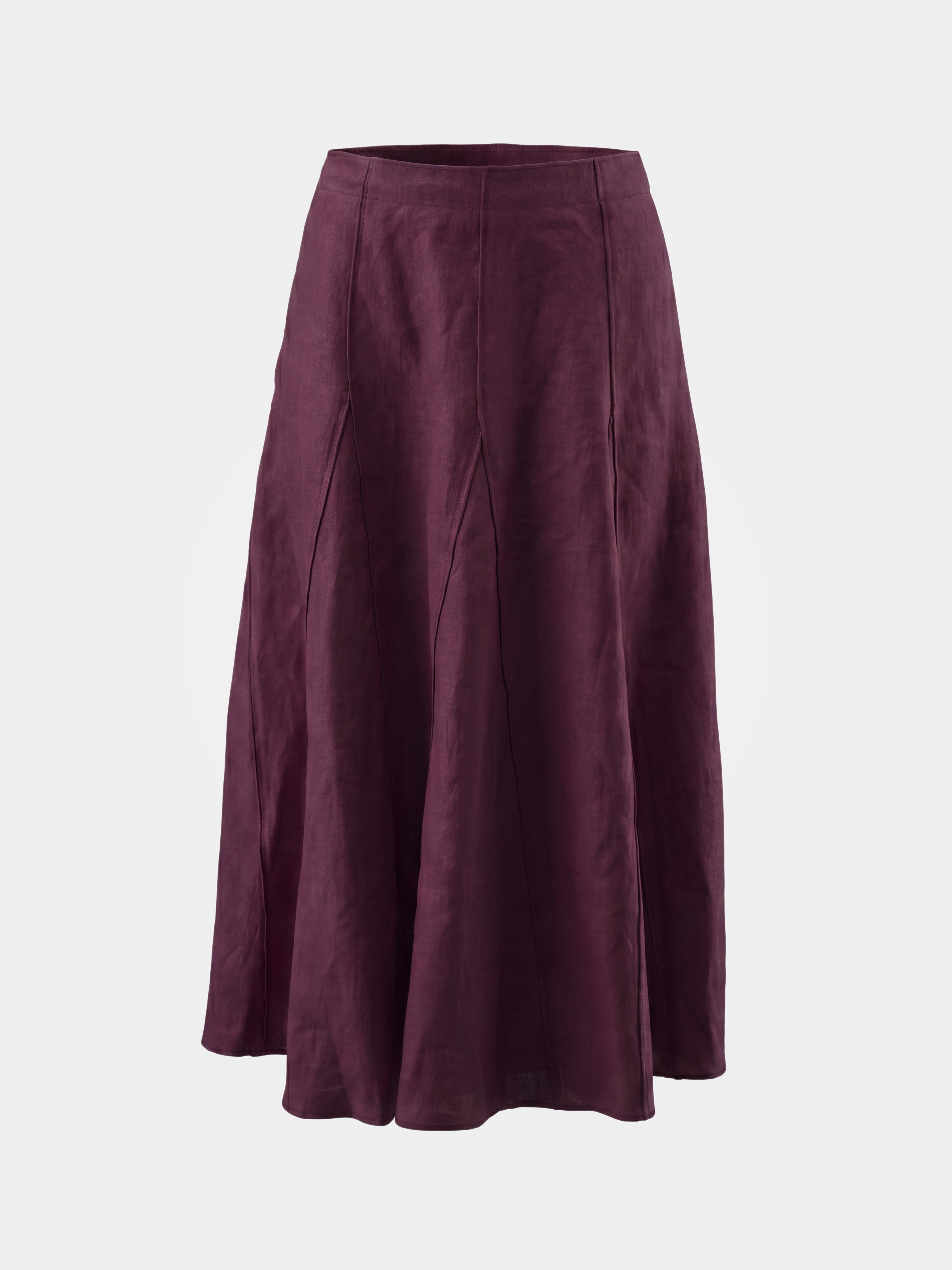 Purple Linen Classic Midi Skirt