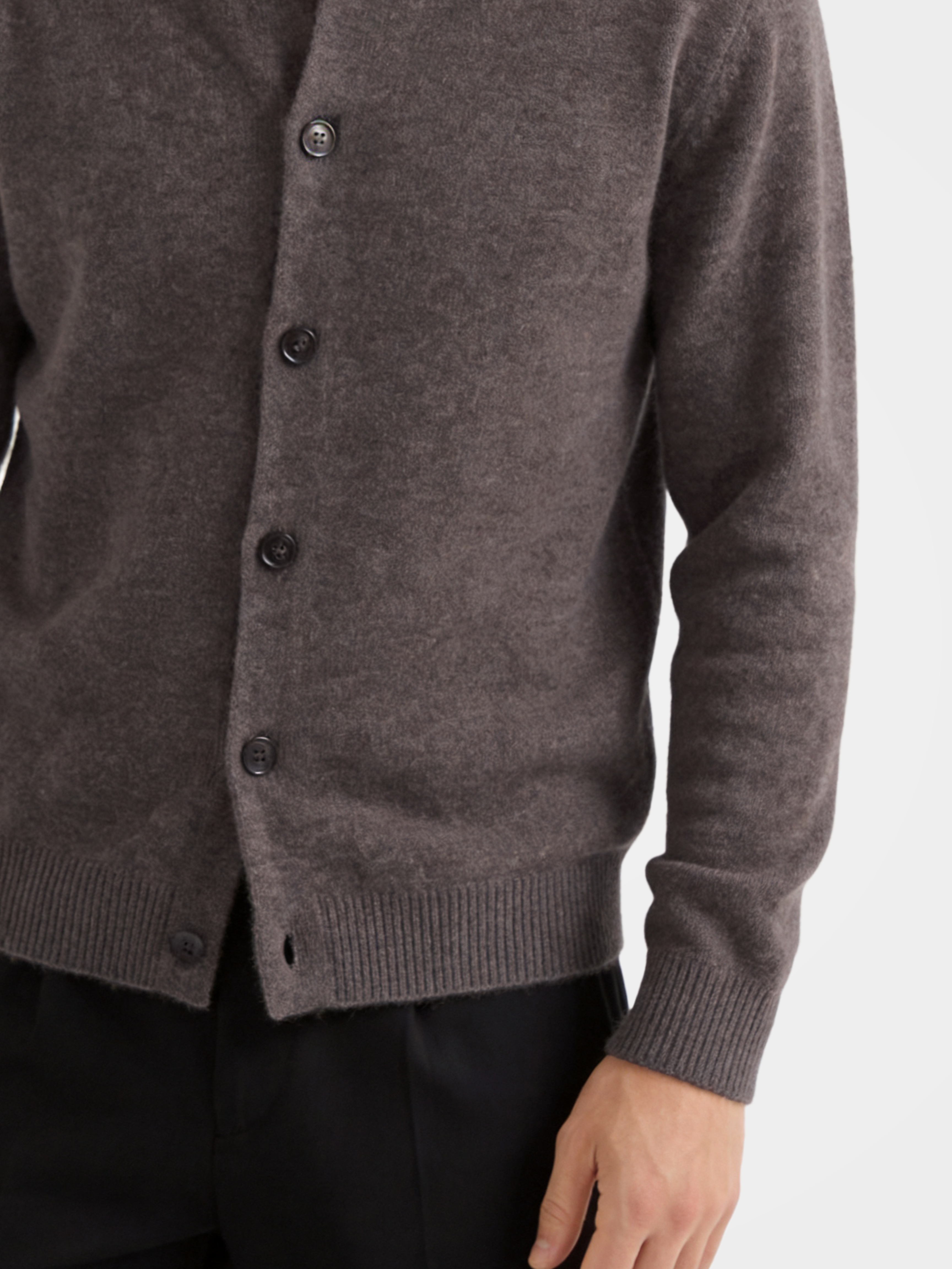 Man Wool Knit Mock Neck Long Sleeve Cardigan Sweater
