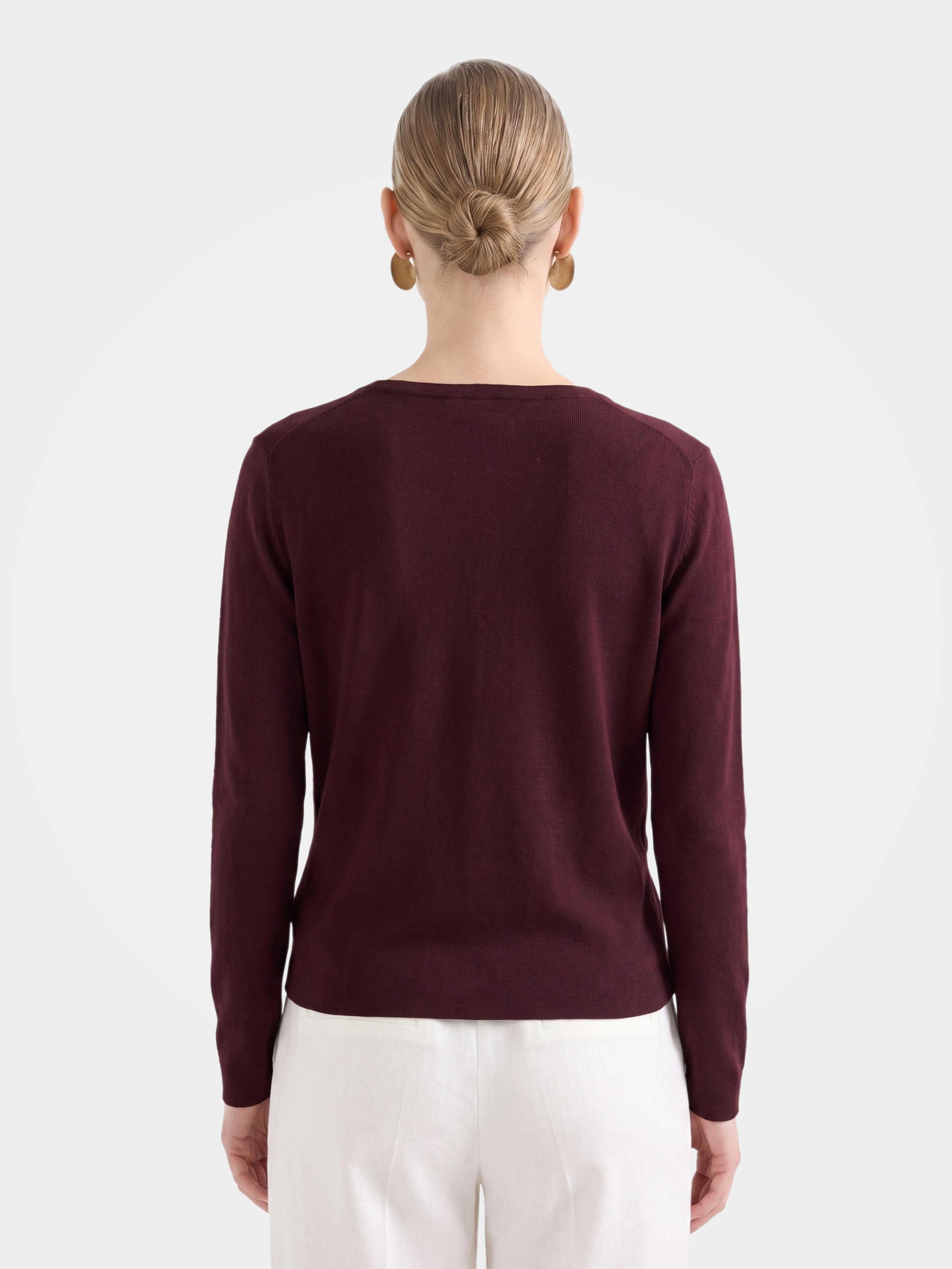 Lightweight Wool Faux Wrap Draped Layering Knit Sweater