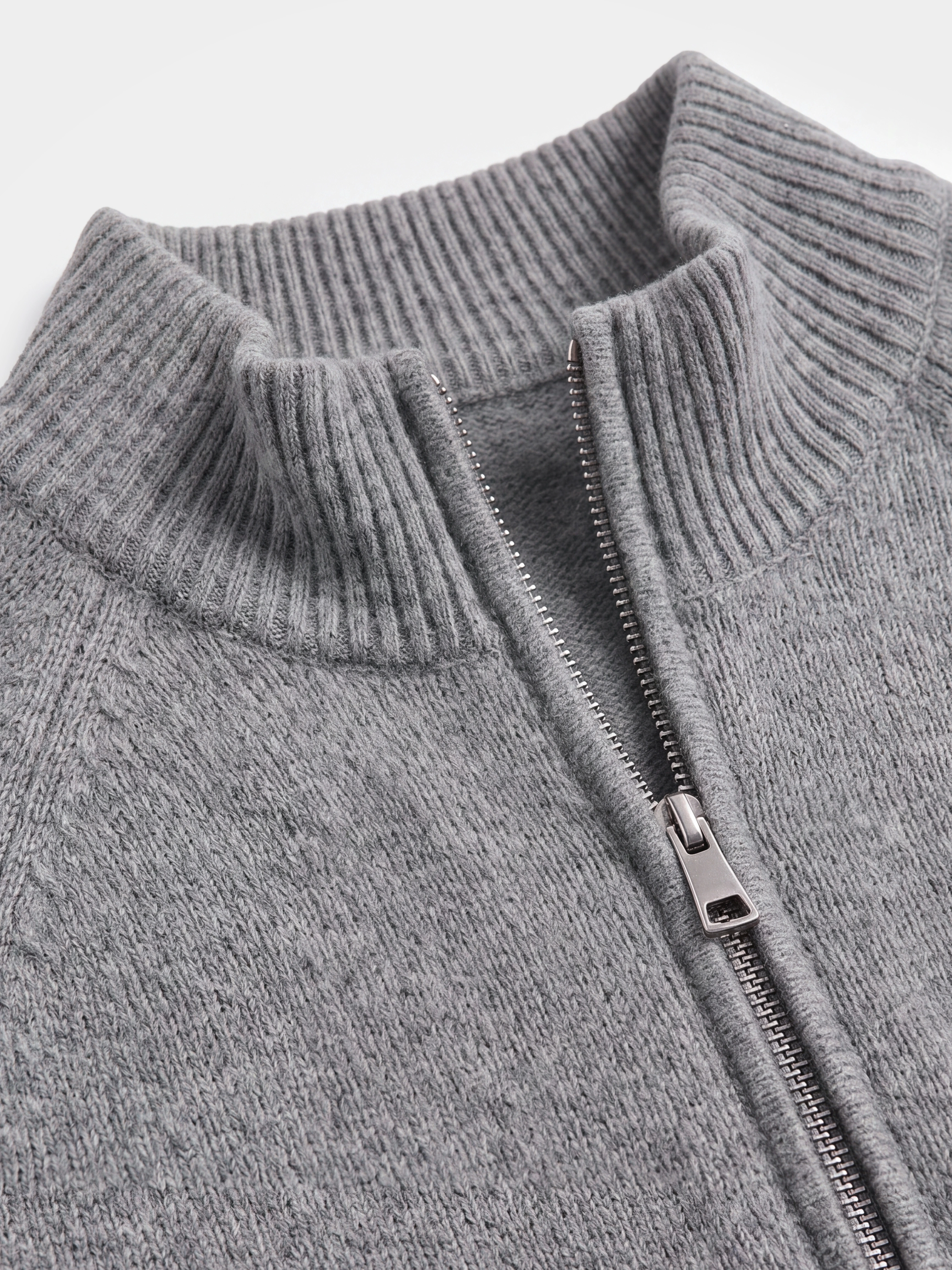 Men's 100% Cashmere Mock Neck Zip Knit Cardigan