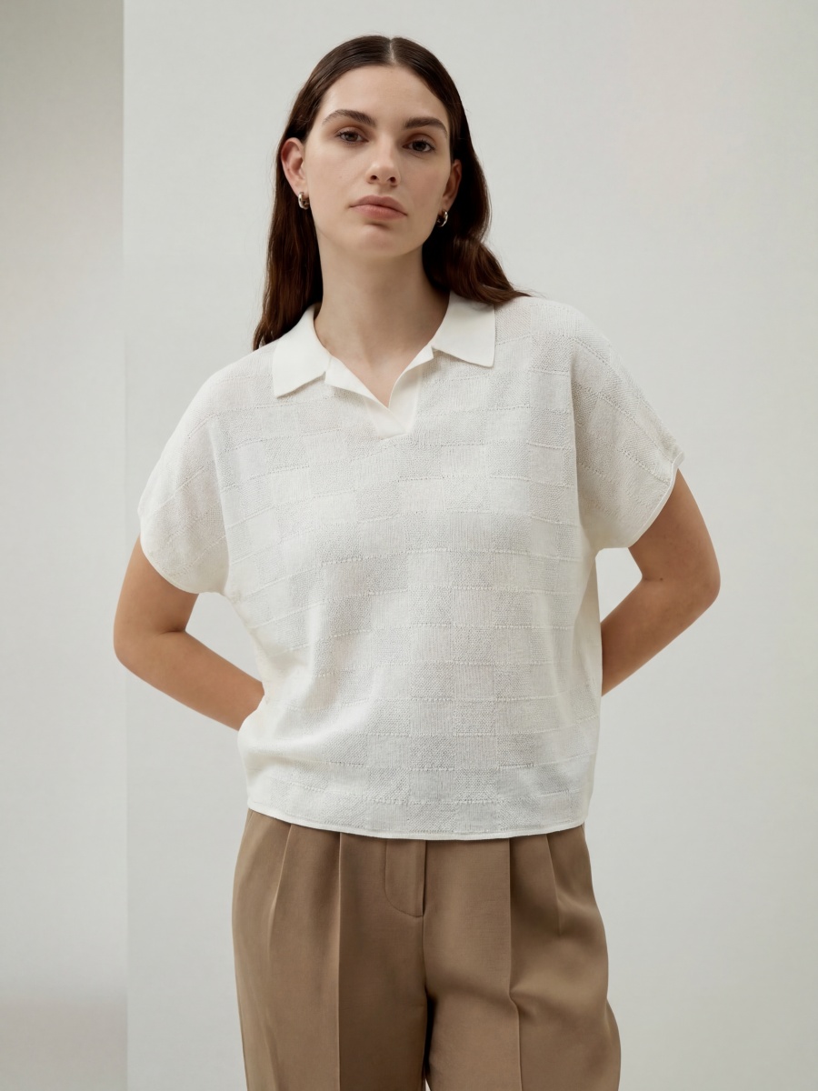 Cotton Short Sleeve Knit Polo Top – Casual Lightweight Summer Knit Shirt