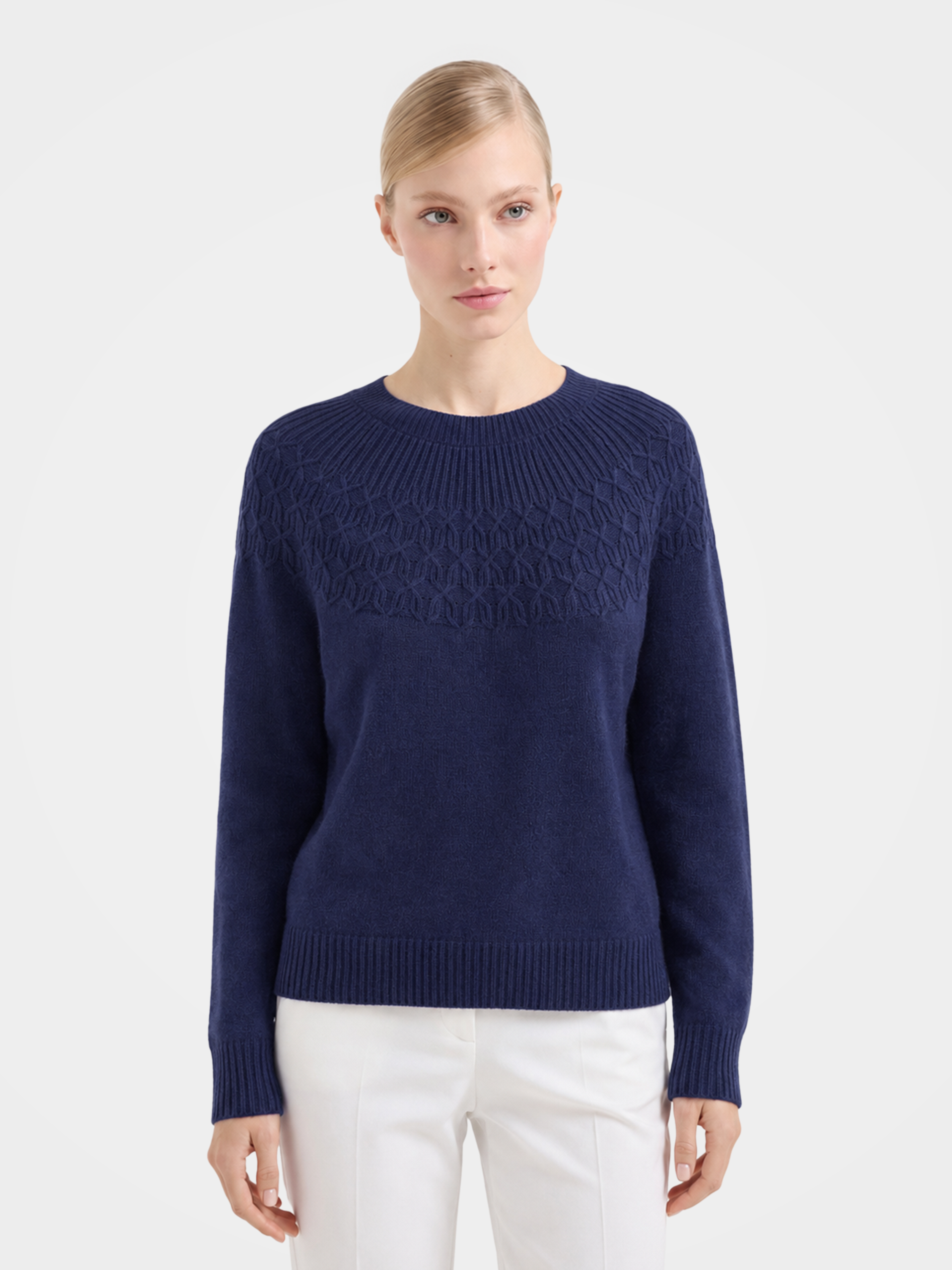 Pre-Order | Wool Crew Neck Sweater Soft Diamond Knit Sweater (10-14 Business Days)