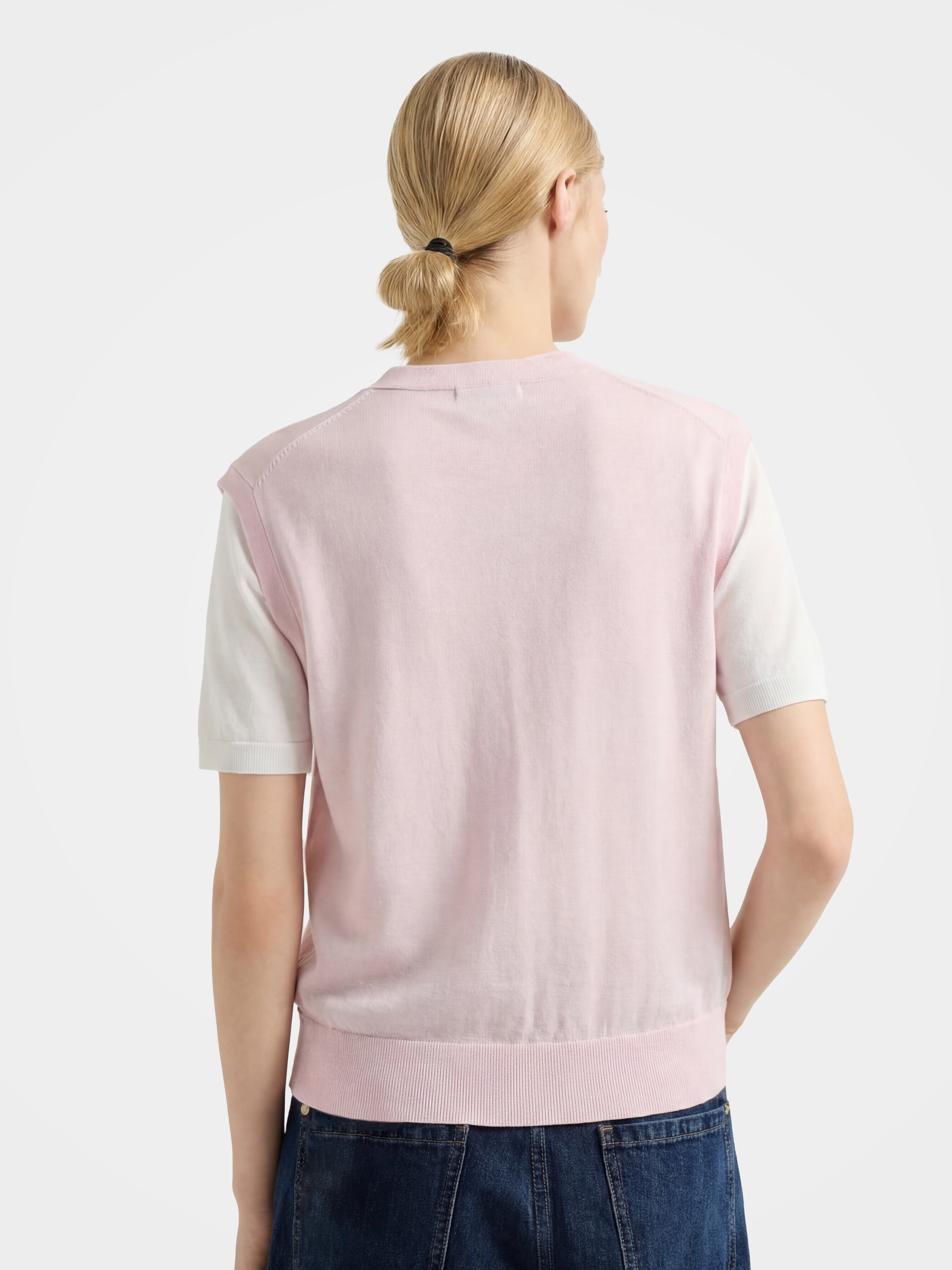 Minimalist Tencel Blend Faux Two Piece Knit Top
