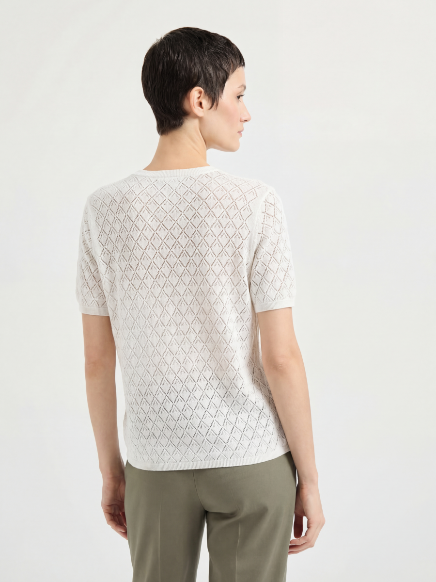 Silk Short Sleeve 3D Floral Knit Top