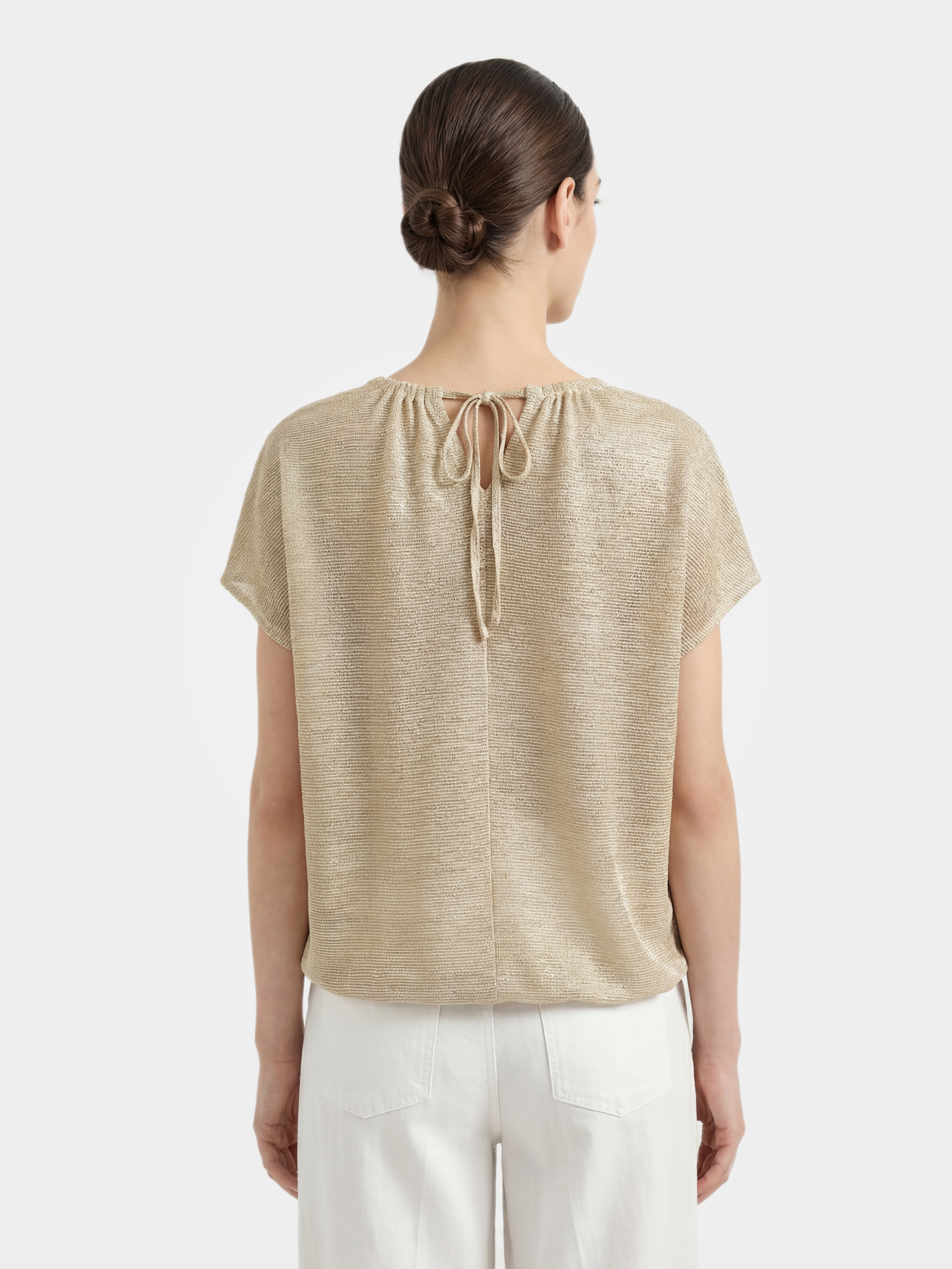Lightweight Silk Blend Metallic Shimmer Blouse