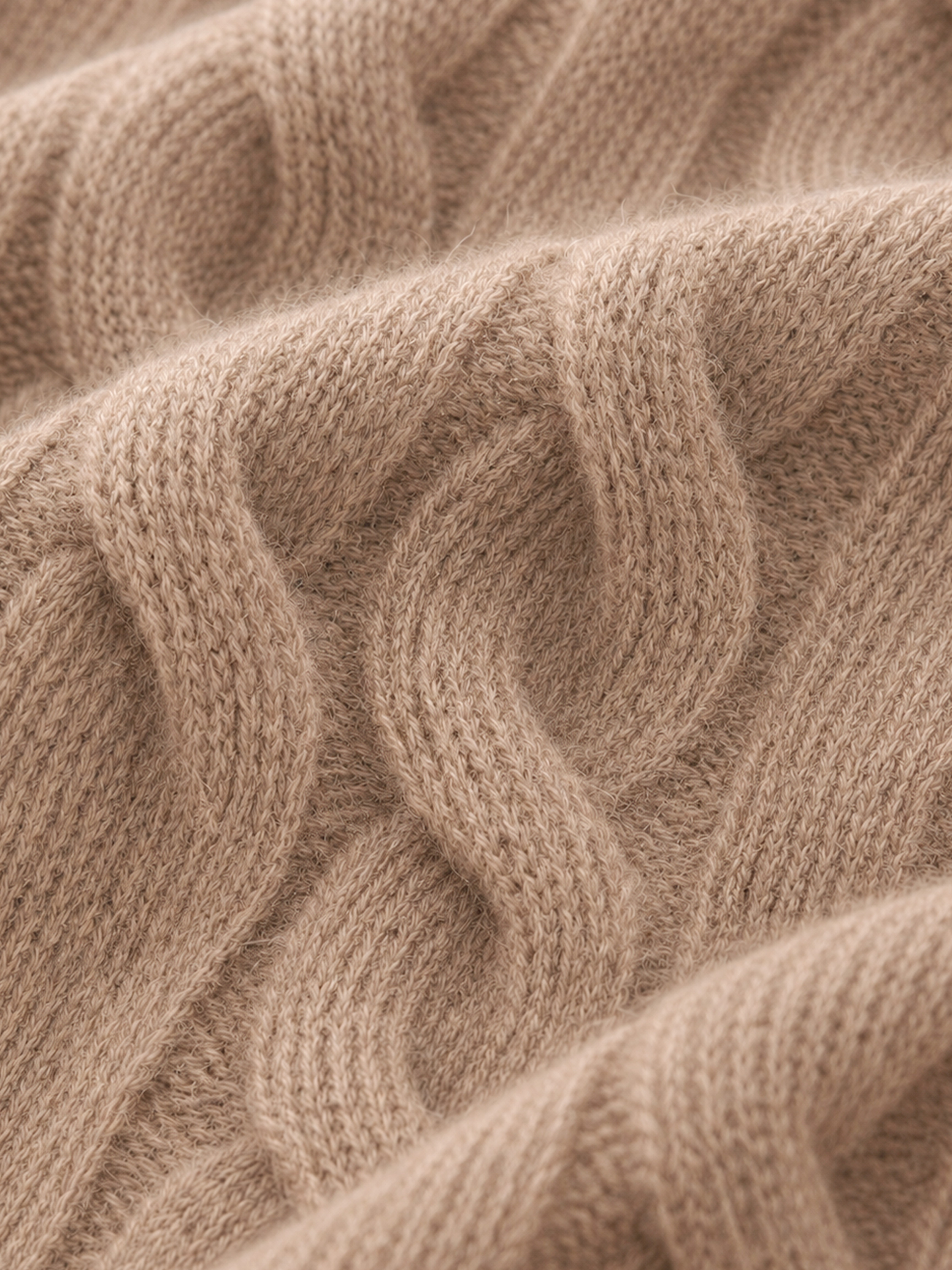 100% Mongolian Cashmere Cable Knit Crew Neck Button Cardigan Sweater