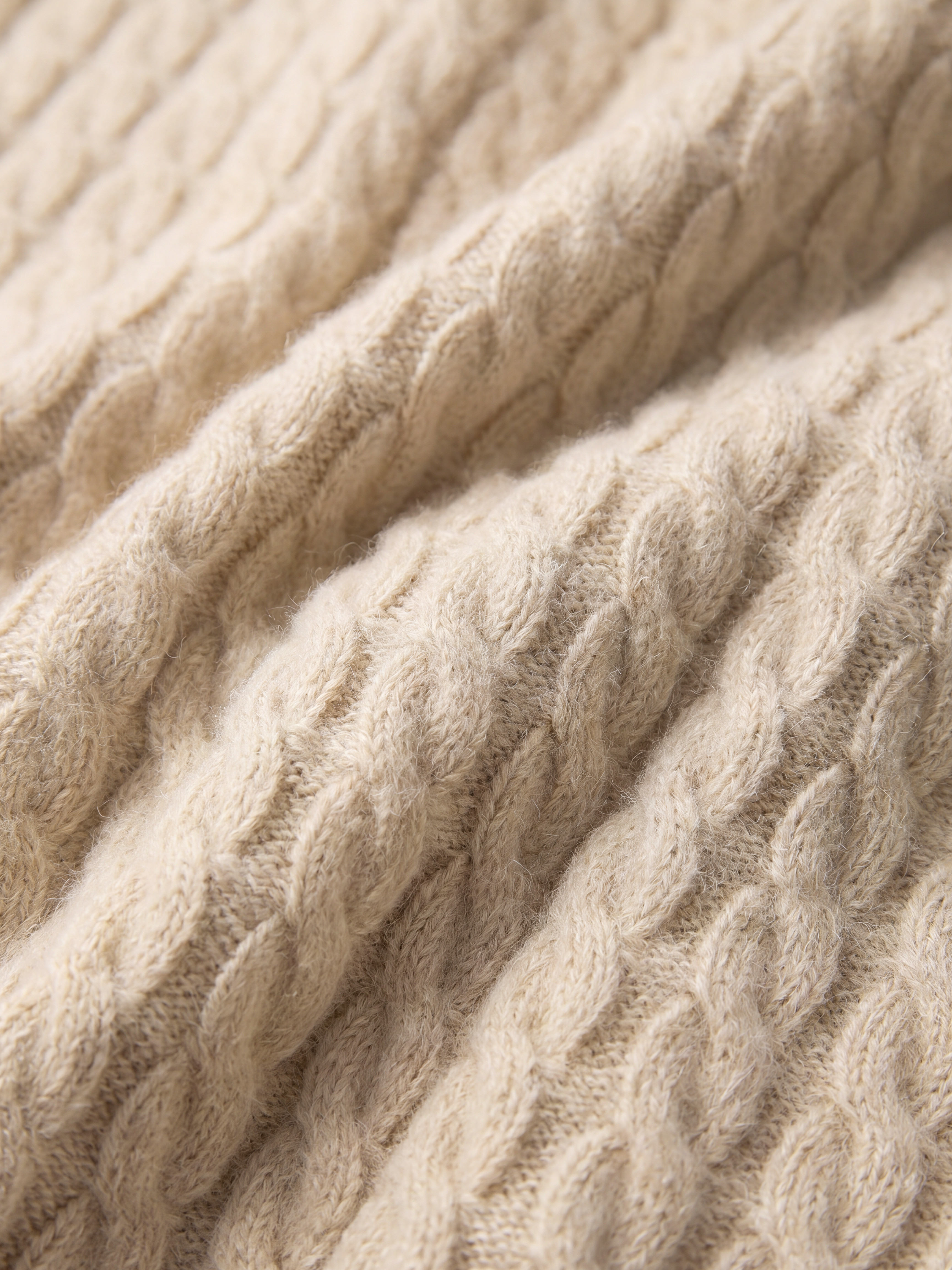 100% Cashmere Cable Knit Blanket with Satin Border